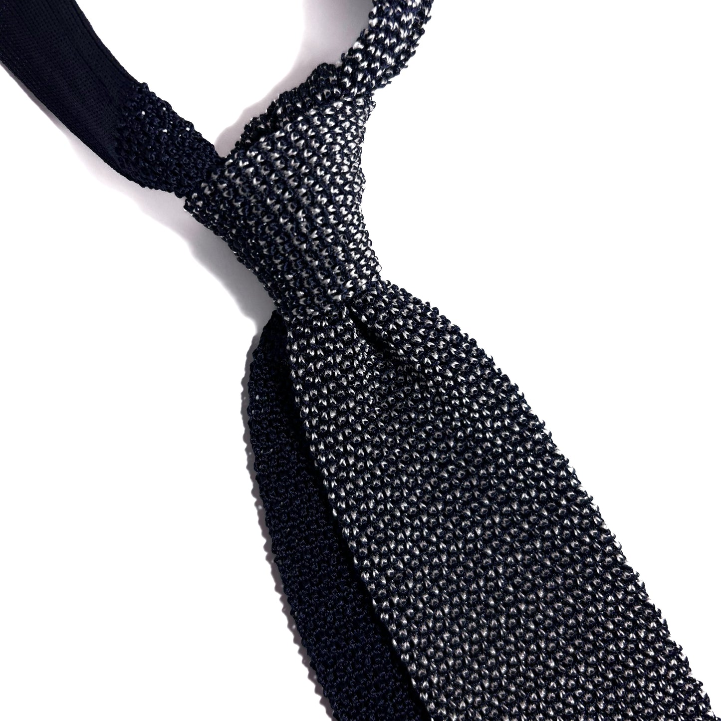 Mottled Navy Blue Silk Knitted Tie