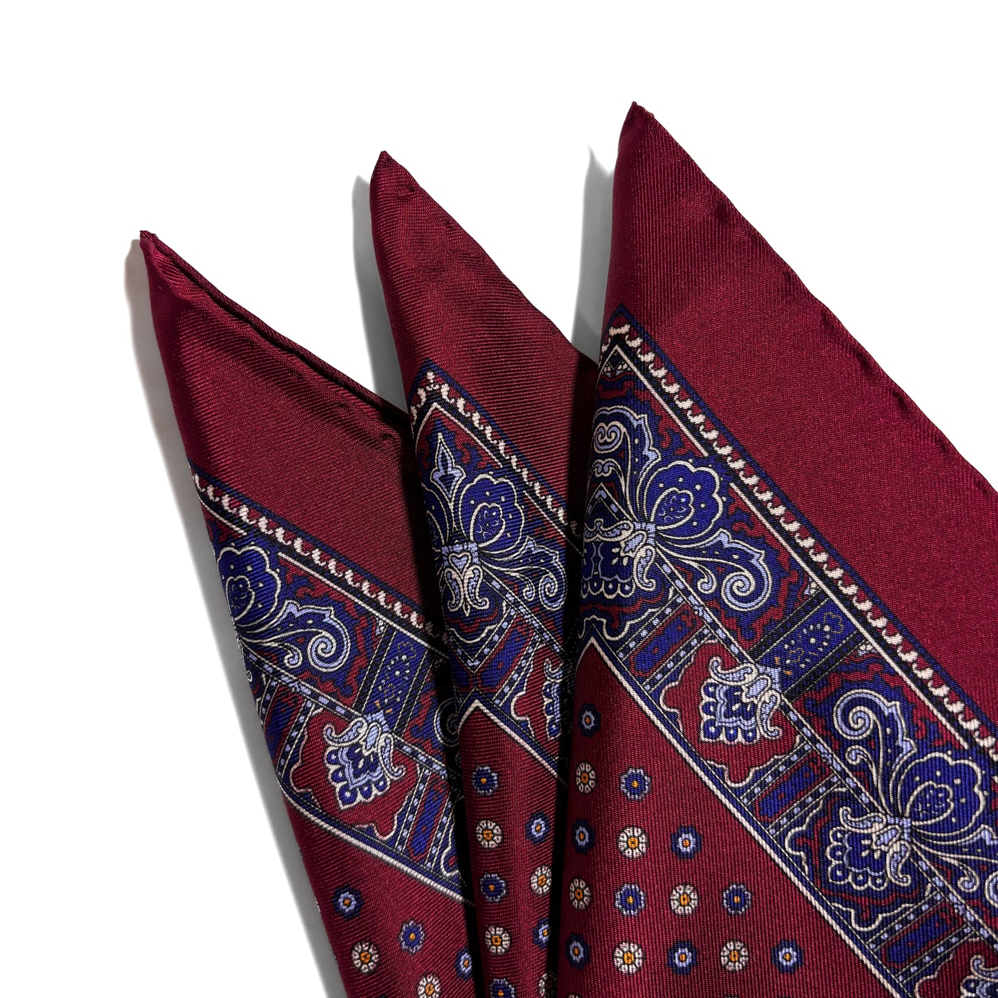 Burgundy Floral Silk Pocket Square