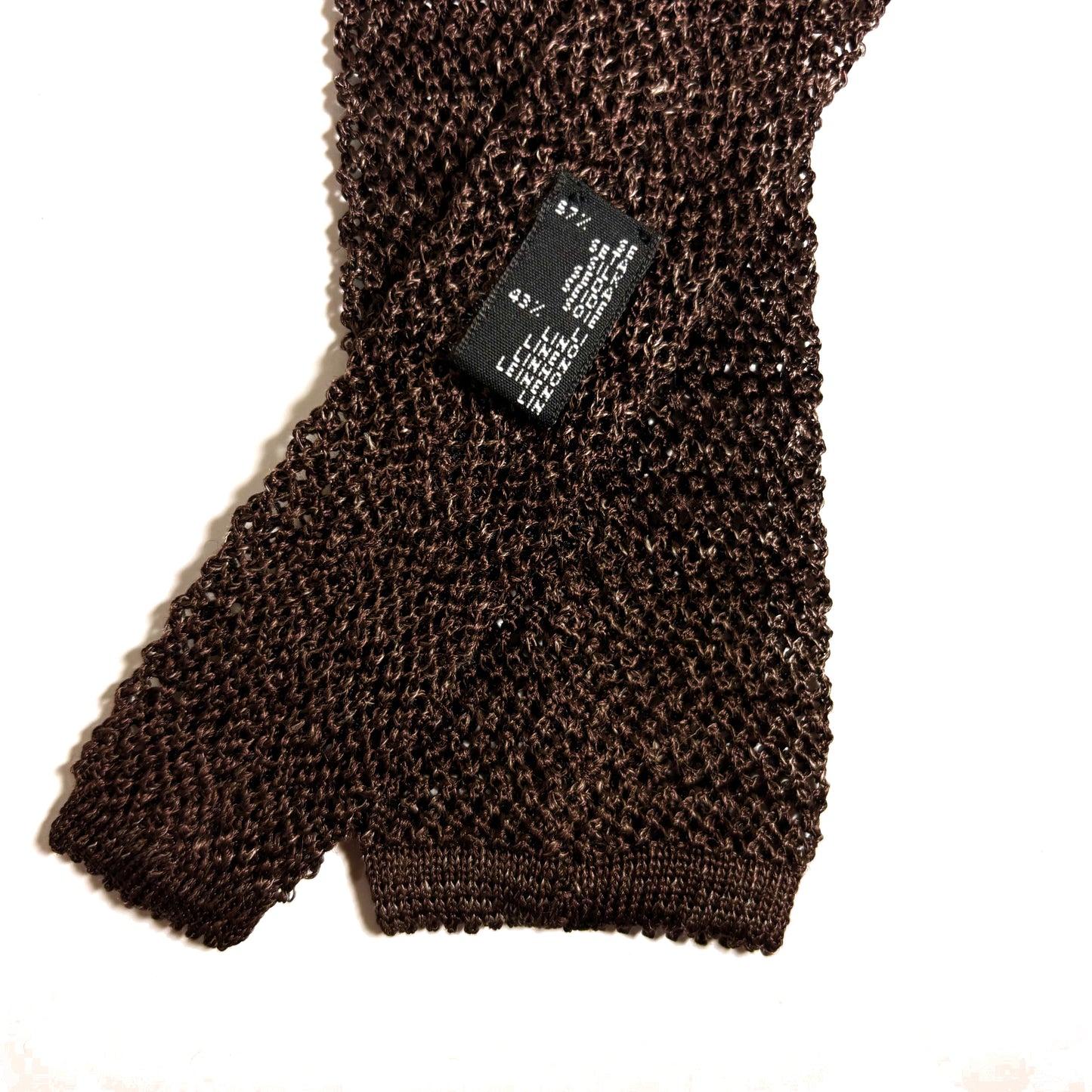 Zig-Zag Brown Silk/Linen Knitted Tie