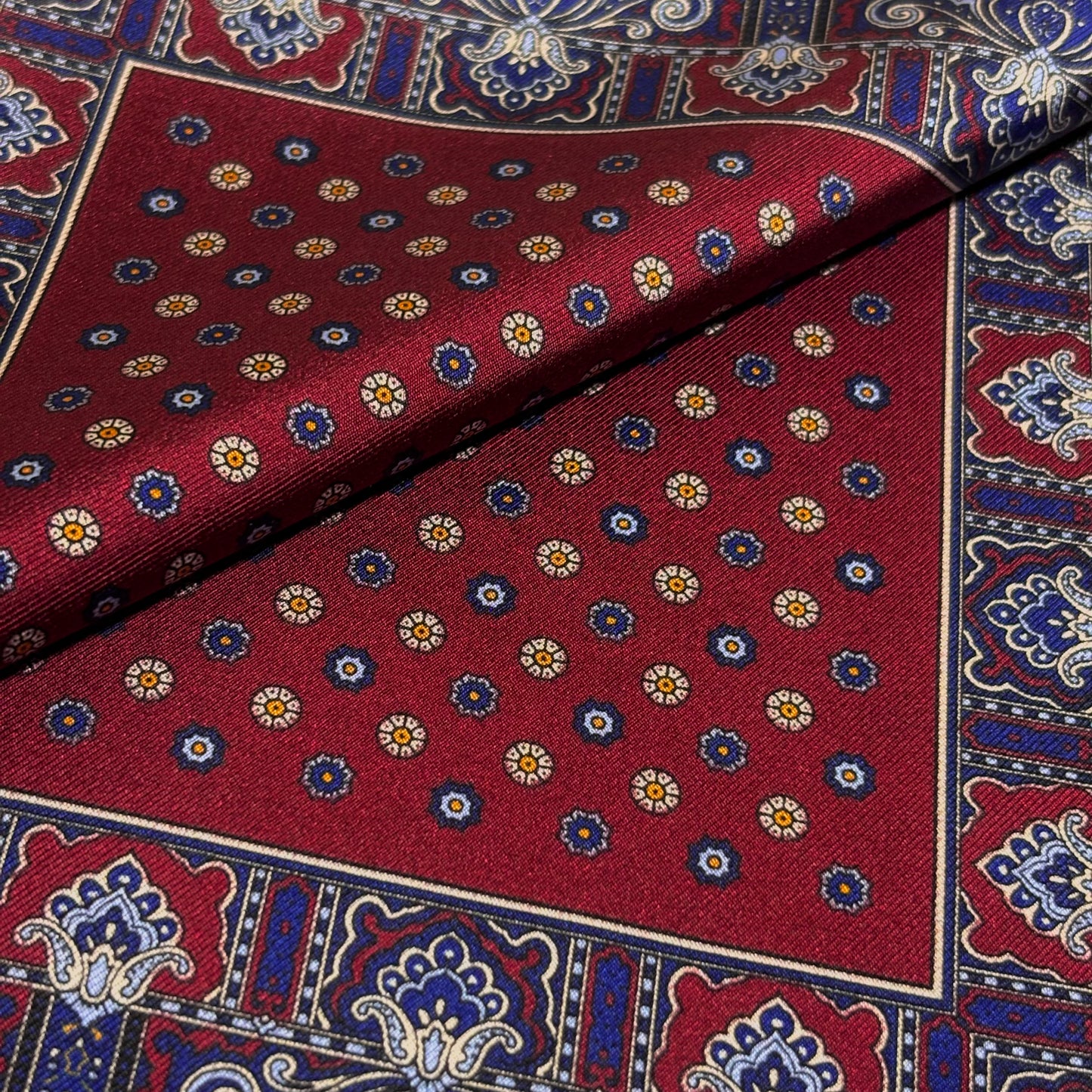 Burgundy Floral Silk Pocket Square