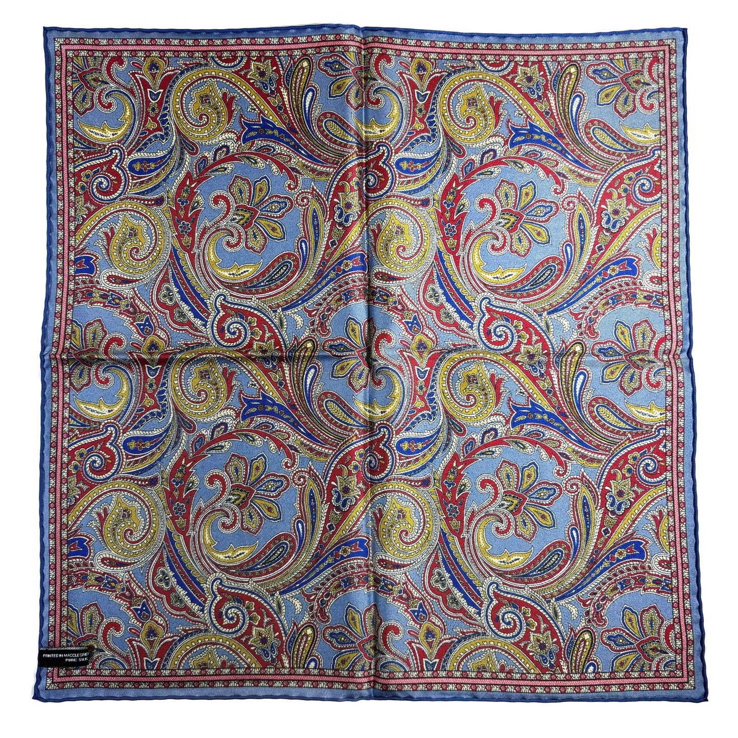 Blue Paisley Silk Pocket Square