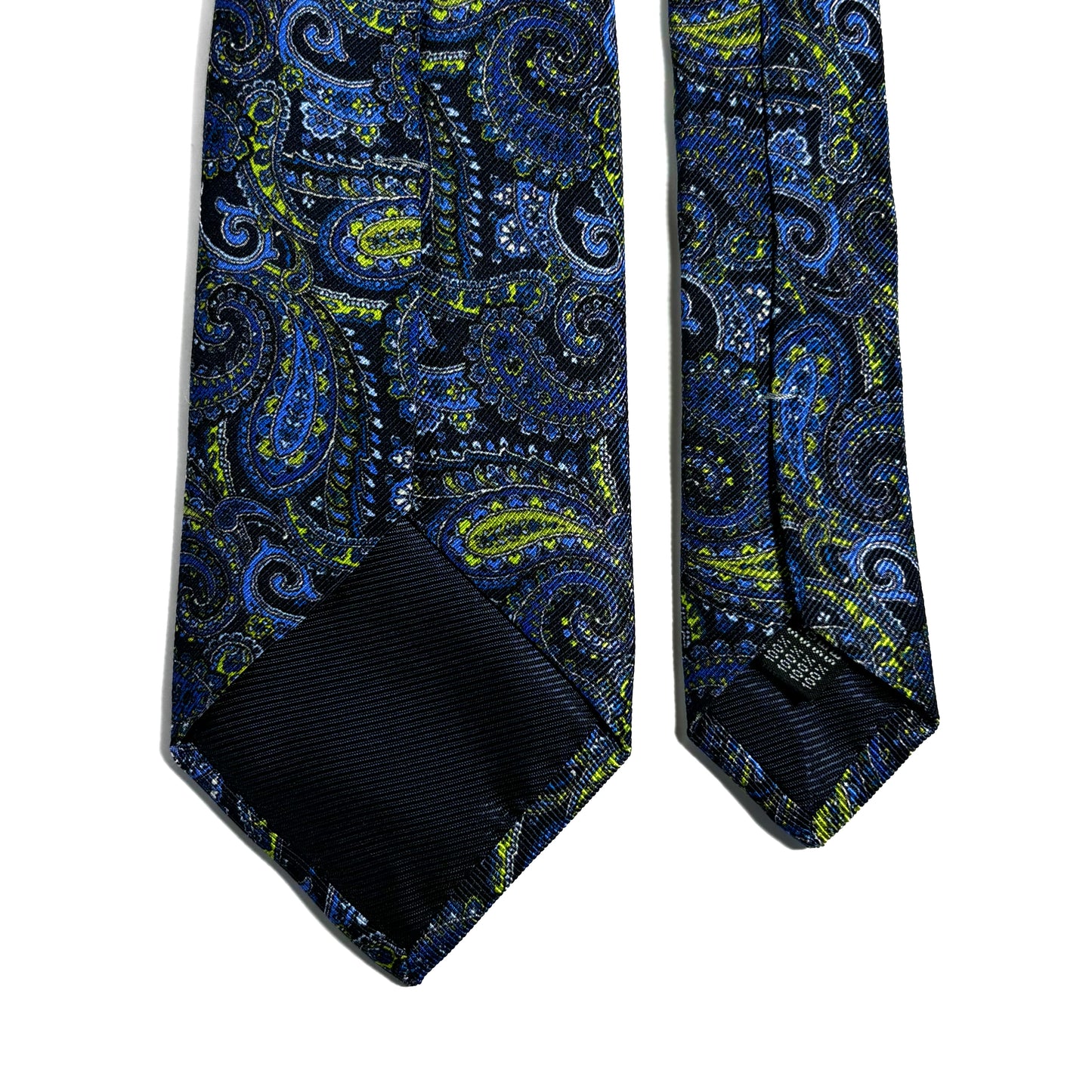 Navy Blue & Green Paisley Silk Tie (Handmade in Italy)