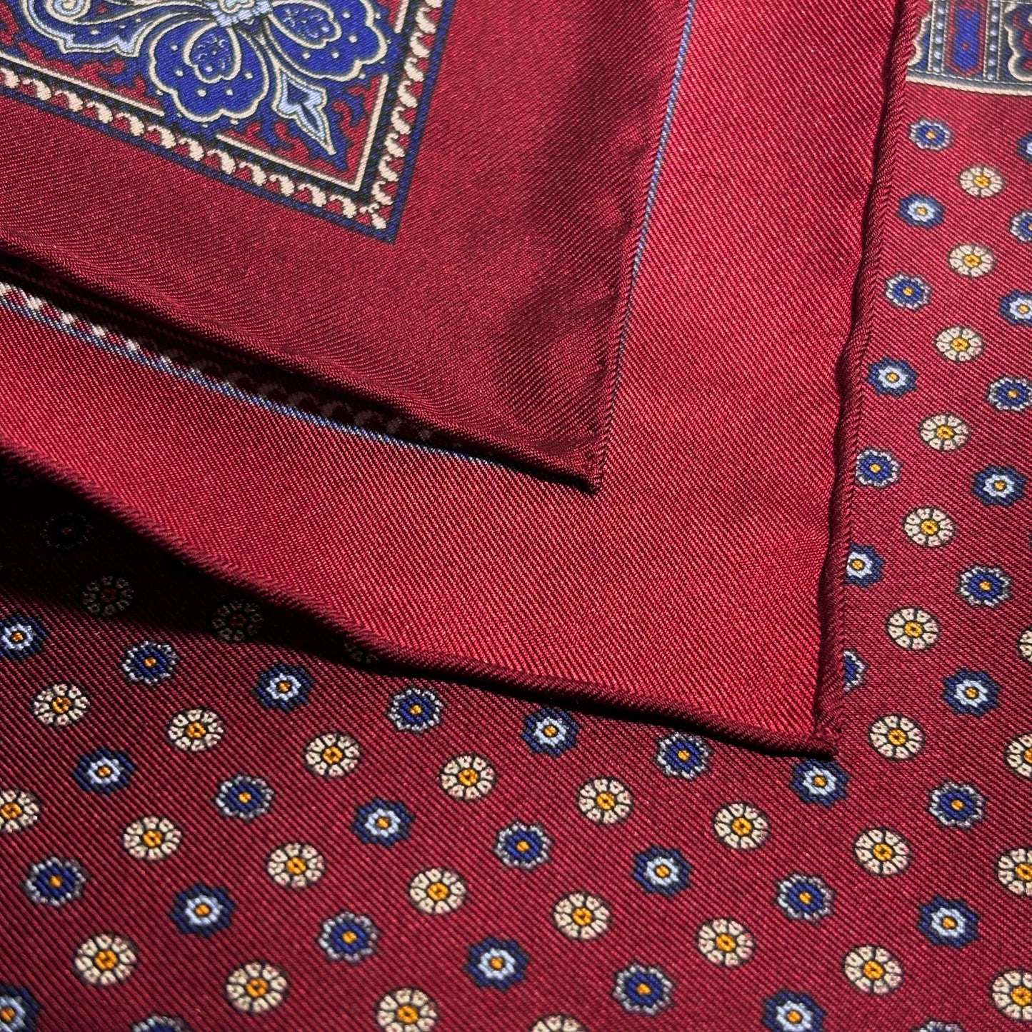 Burgundy Floral Silk Pocket Square