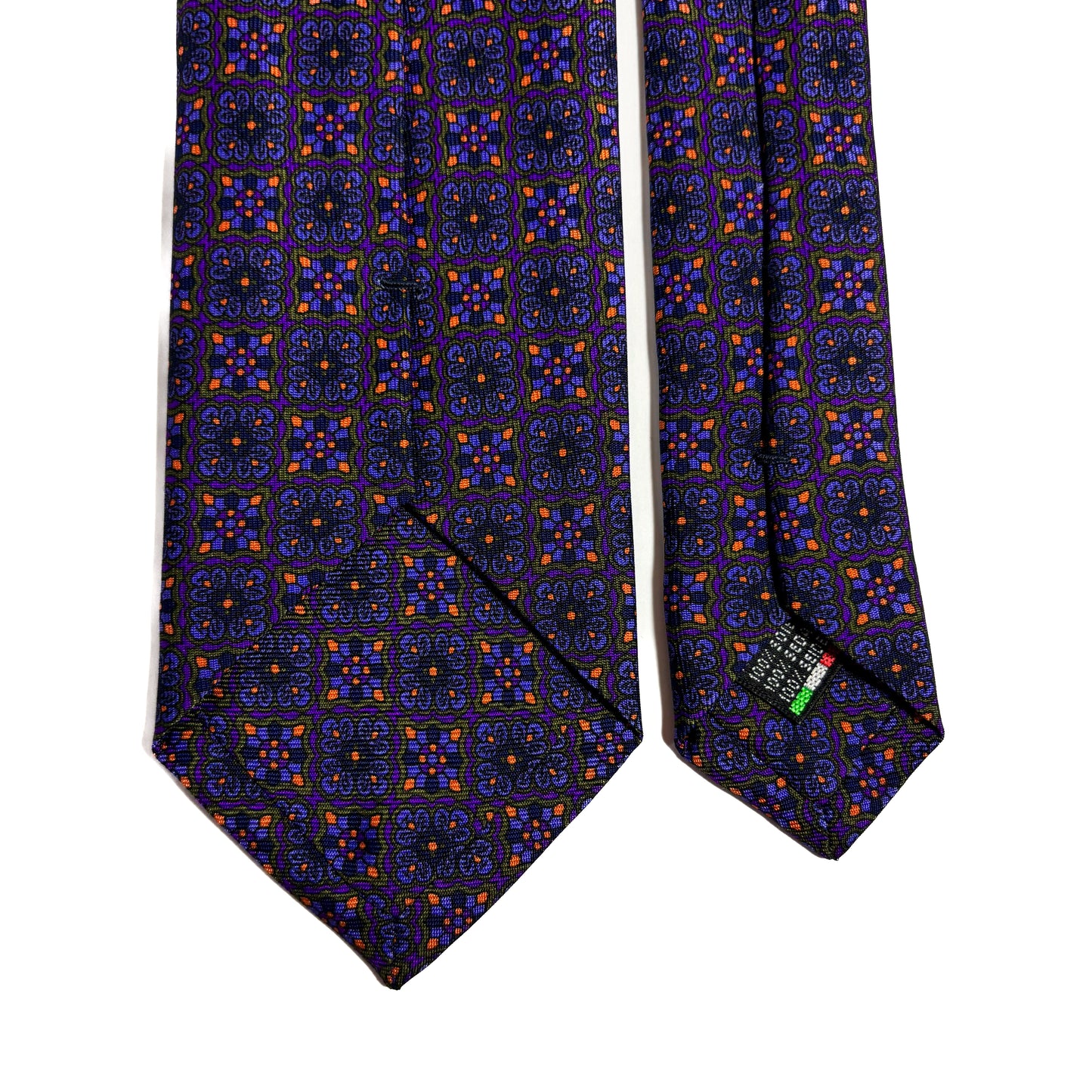 Hand-Printed Purple Geometric Ancient Madder Silk Tie