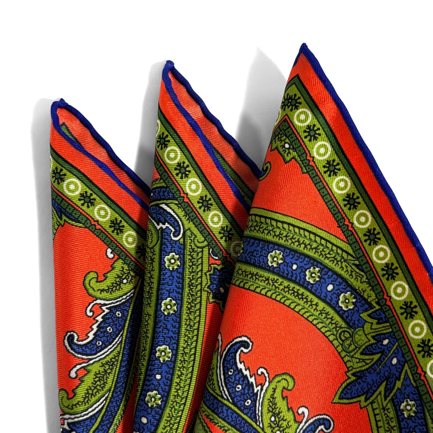 Orange & Green Floral Silk Pocket Square