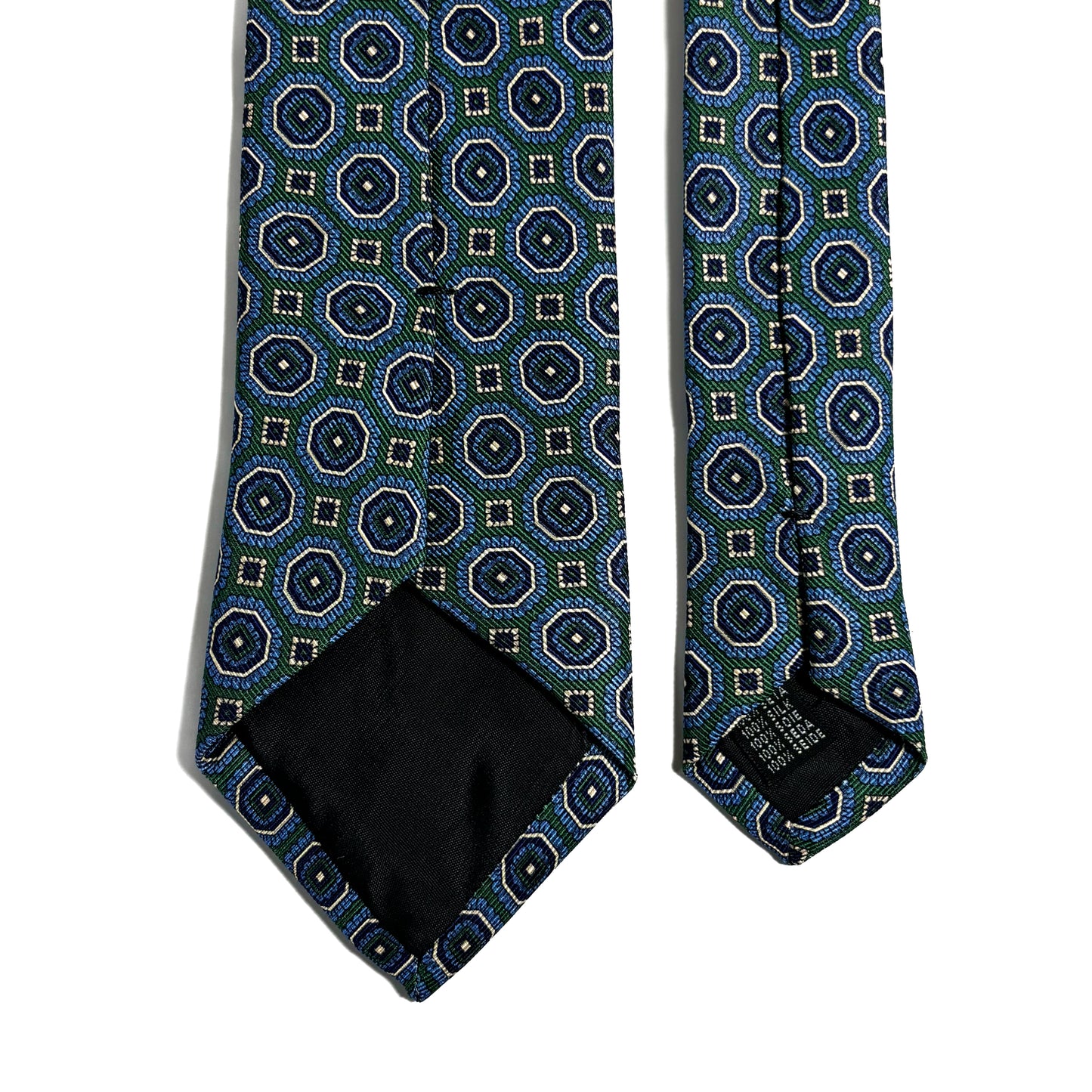 Green & Blue Floral Medallion Silk Tie (Handmade in Italy)