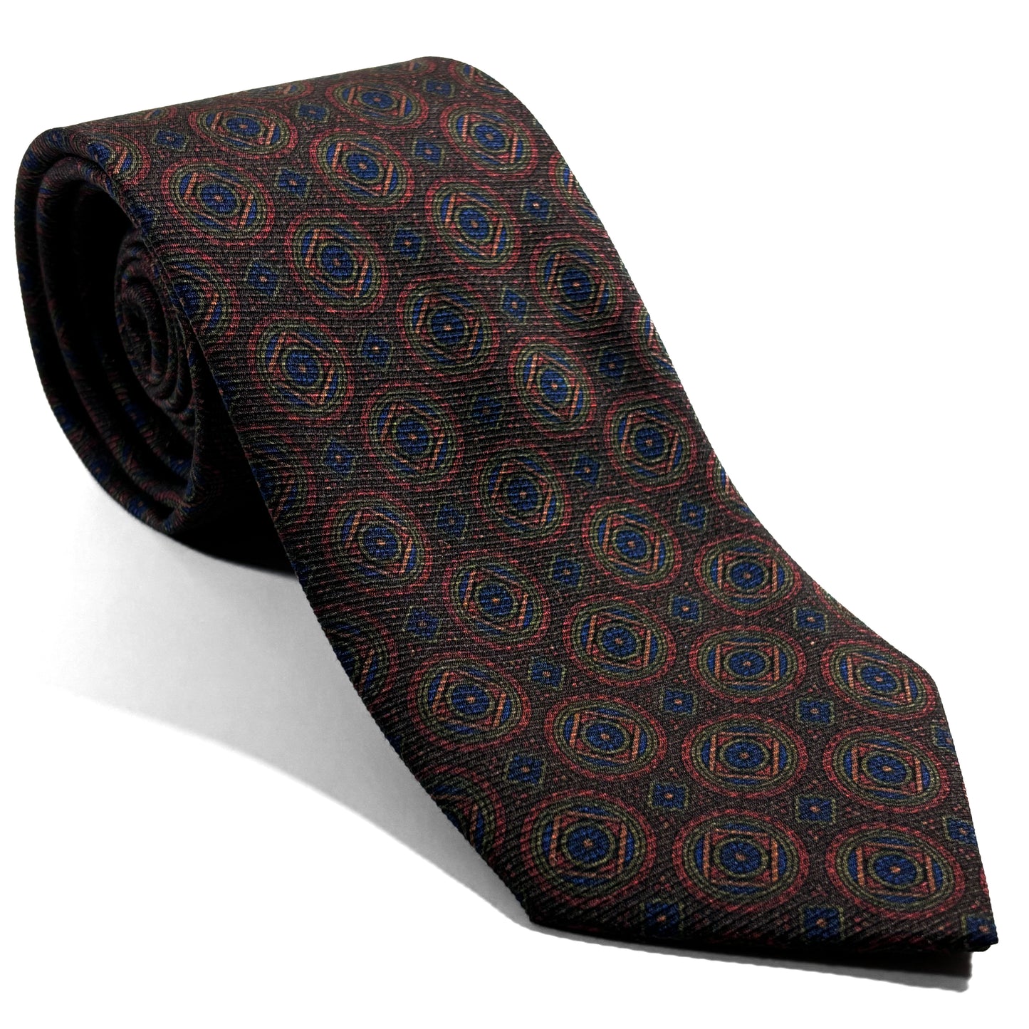 Brown Medallion Italian Madder Silk Tie