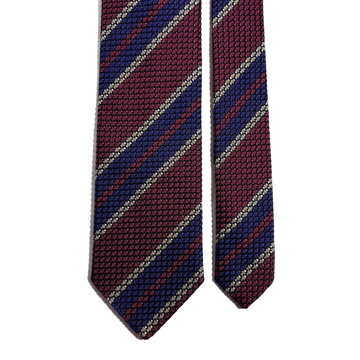 Wine Red & Purple Striped Silk Grenadine Tie (Garza Grossa)