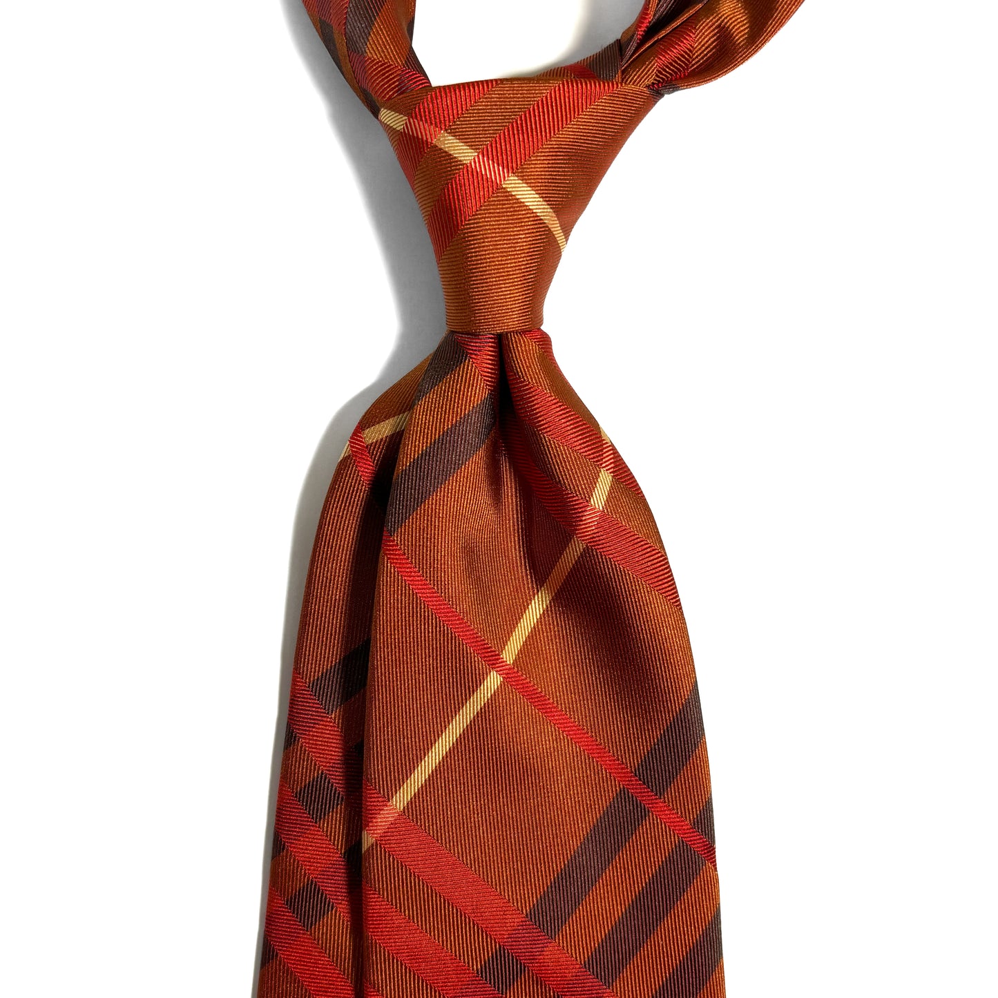 Copper Orange Tartan Silk Jacquard Tie