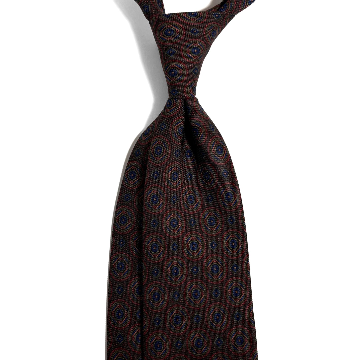 Brown Medallion Italian Madder Silk Tie
