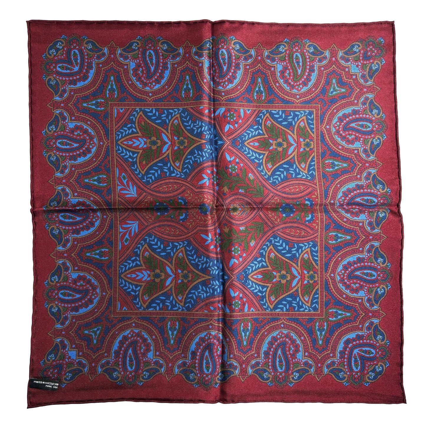 Burgundy Floral Paisley Silk Pocket Square