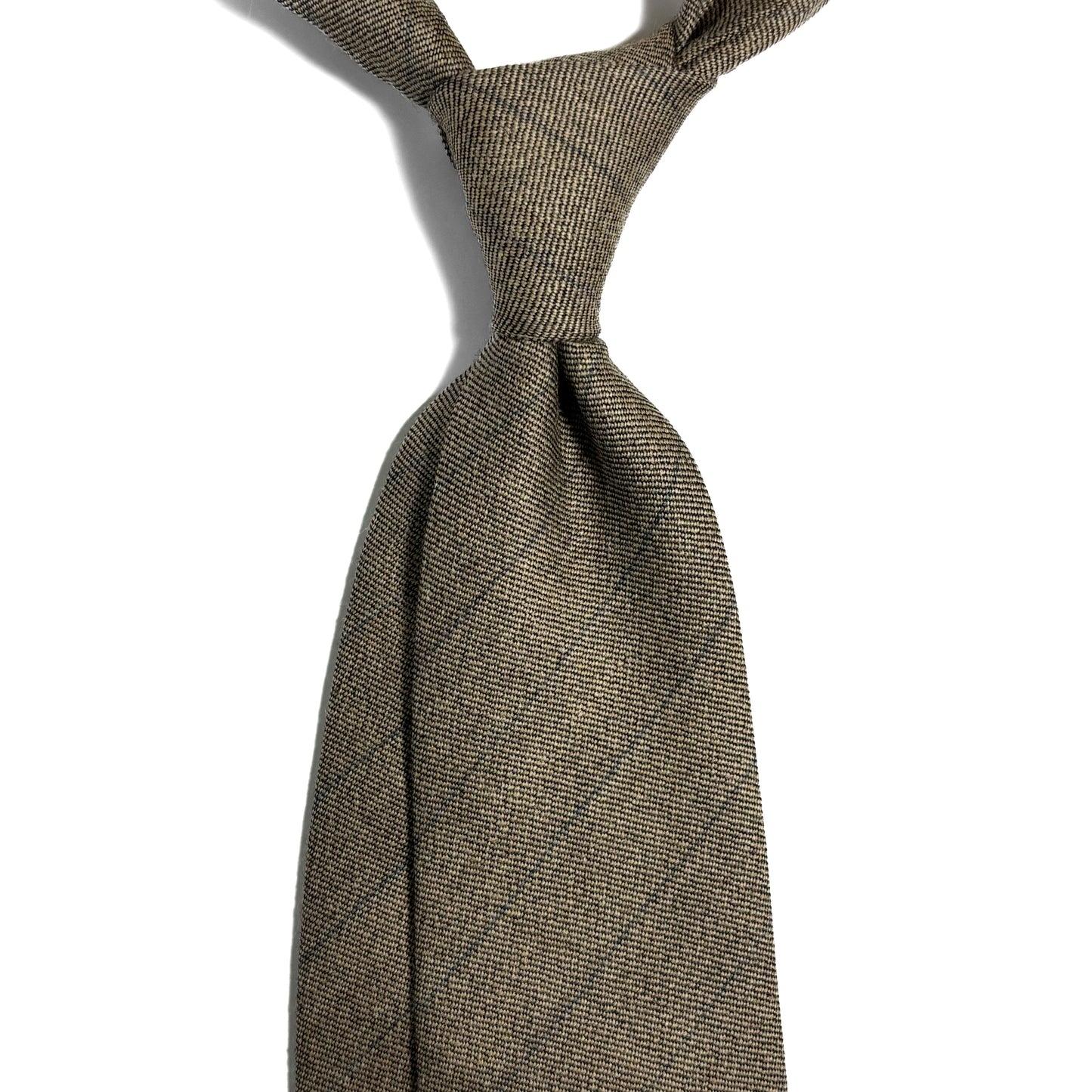 Beige Shadow Check Wool Challis Tie