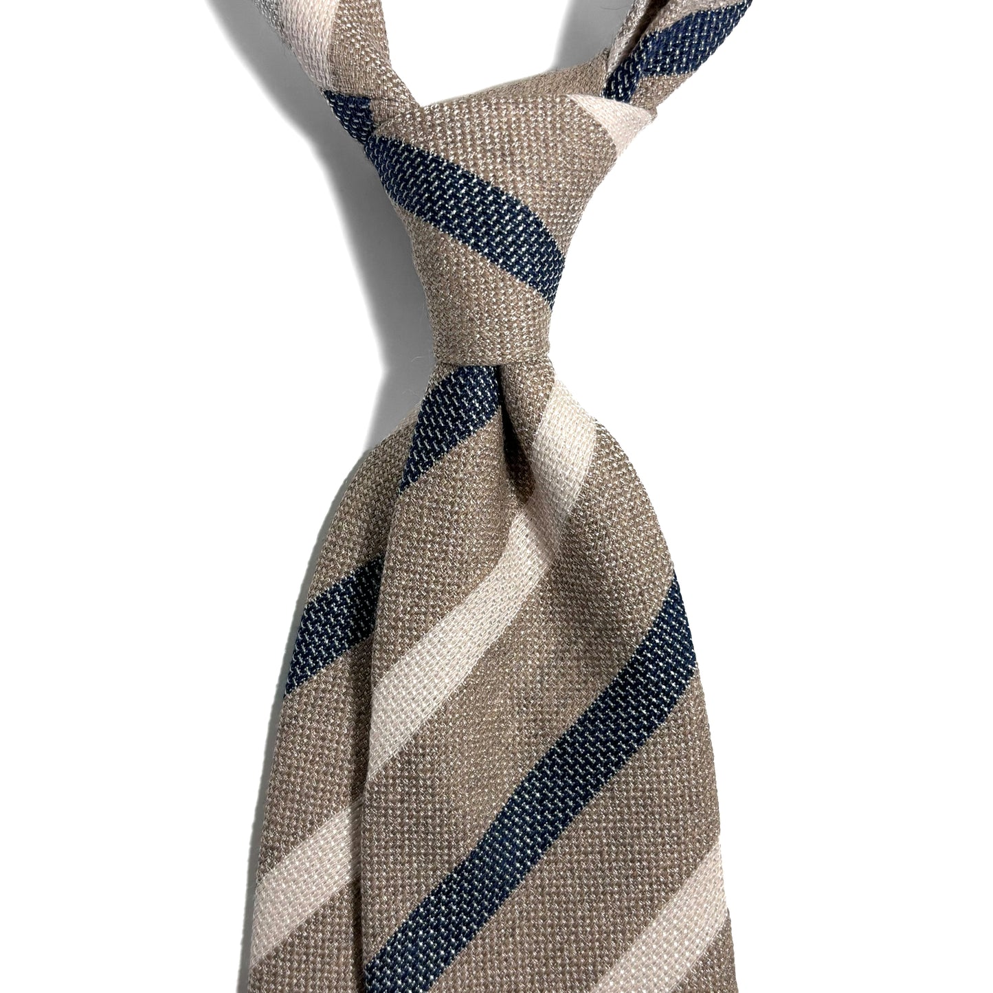Beige Striped Silk Grenadine Tie (Garza Fina)