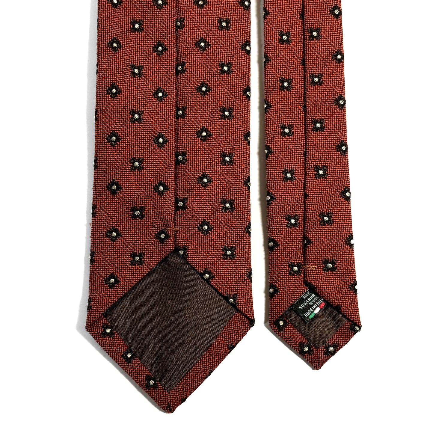 Terracotta Orange Floral Wool/Silk Jacquard Tie