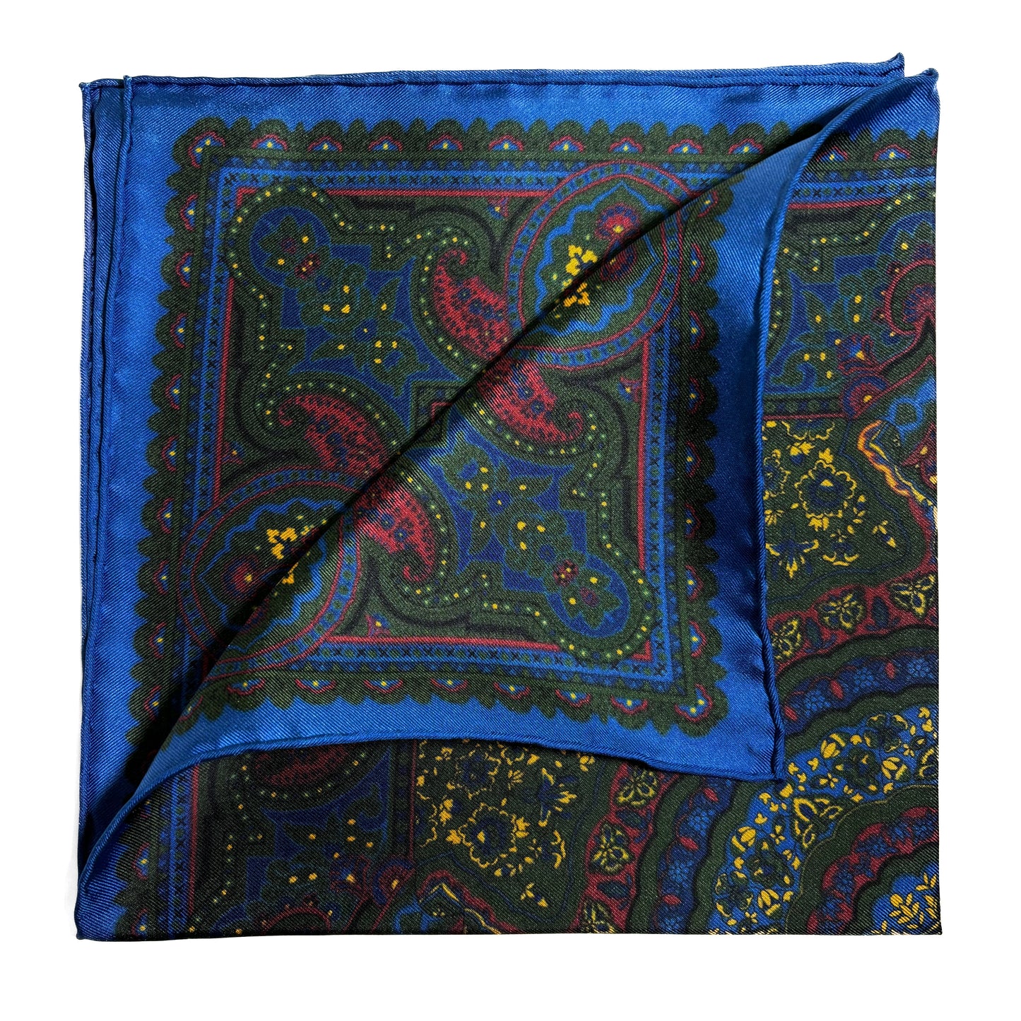 Forest Green Floral Medallion Silk Pocket Square