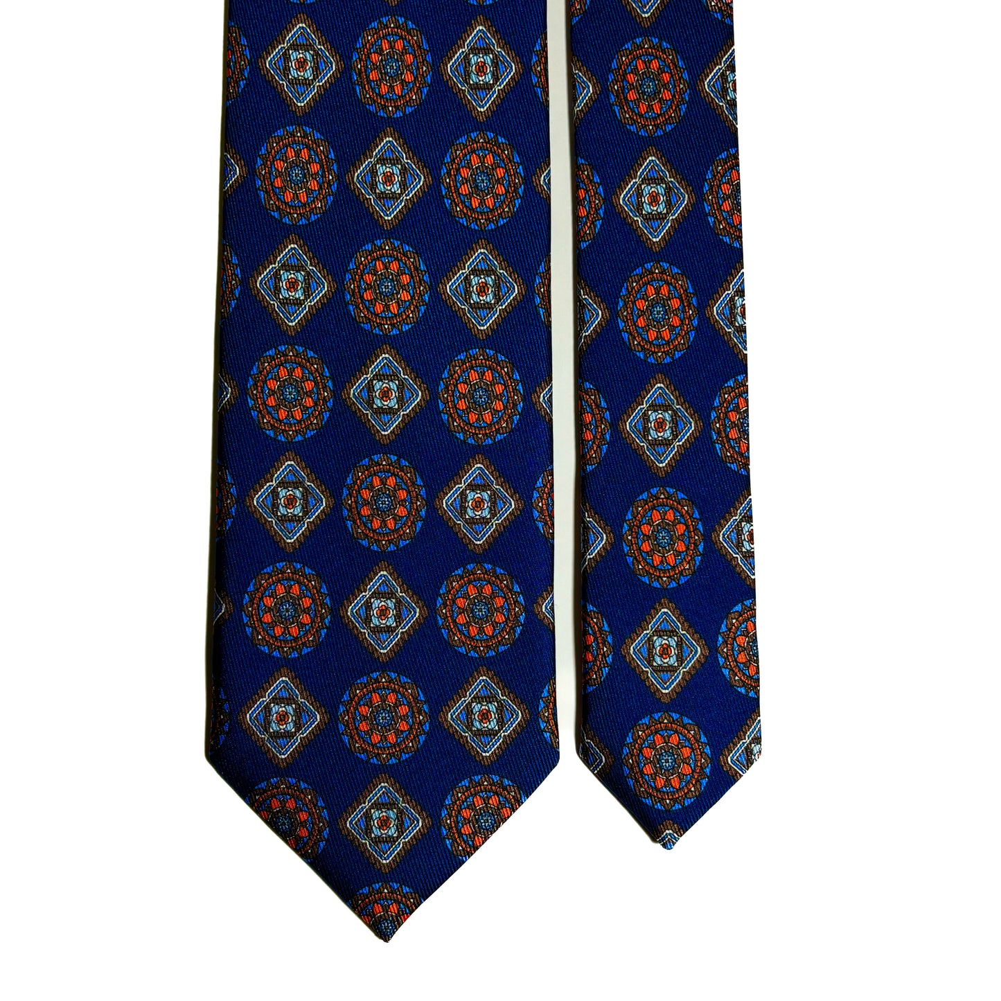 50oz Luxury Twill Royal Blue Geometric Silk Tie