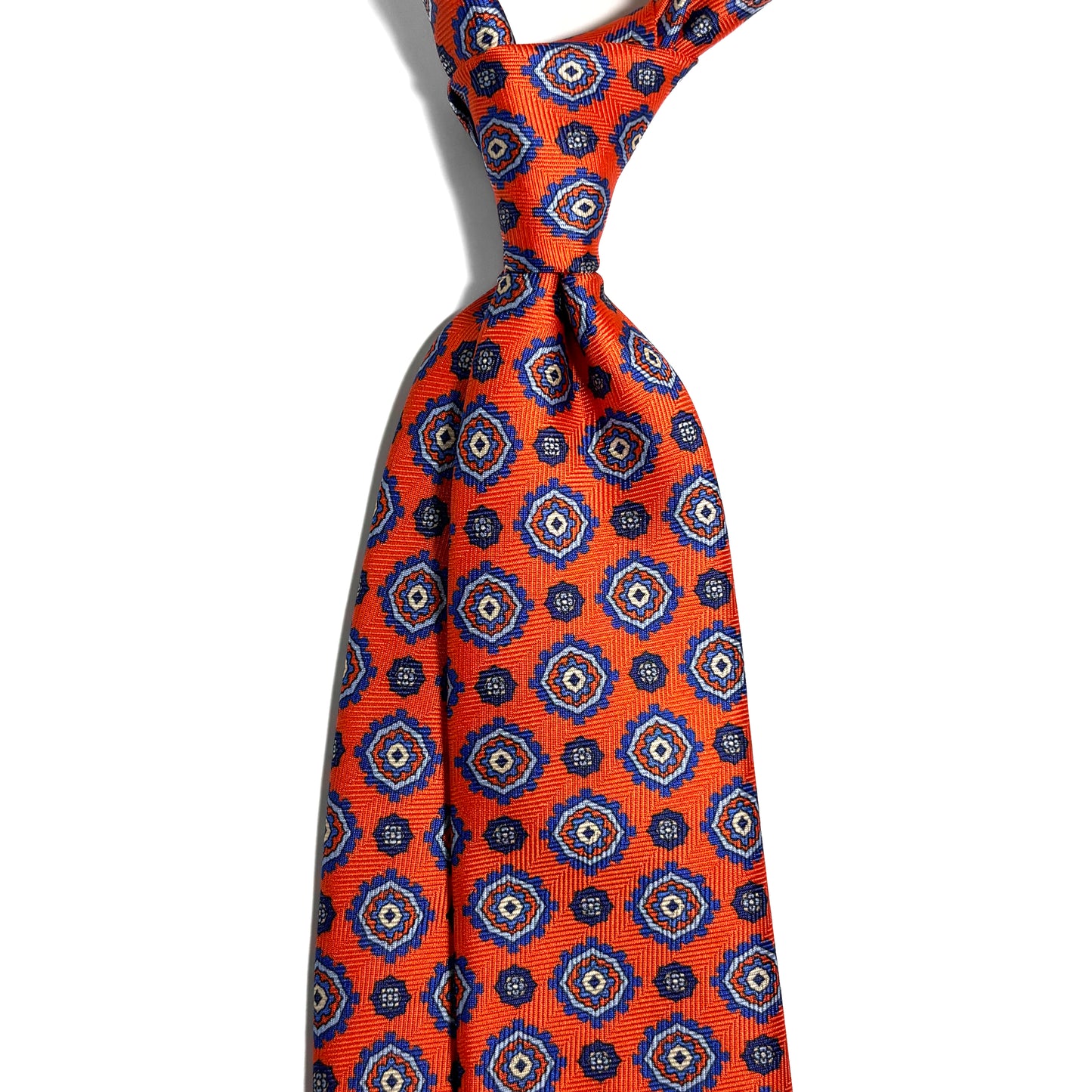 Orange Geometric Silk Tie (Handmade in Italy)