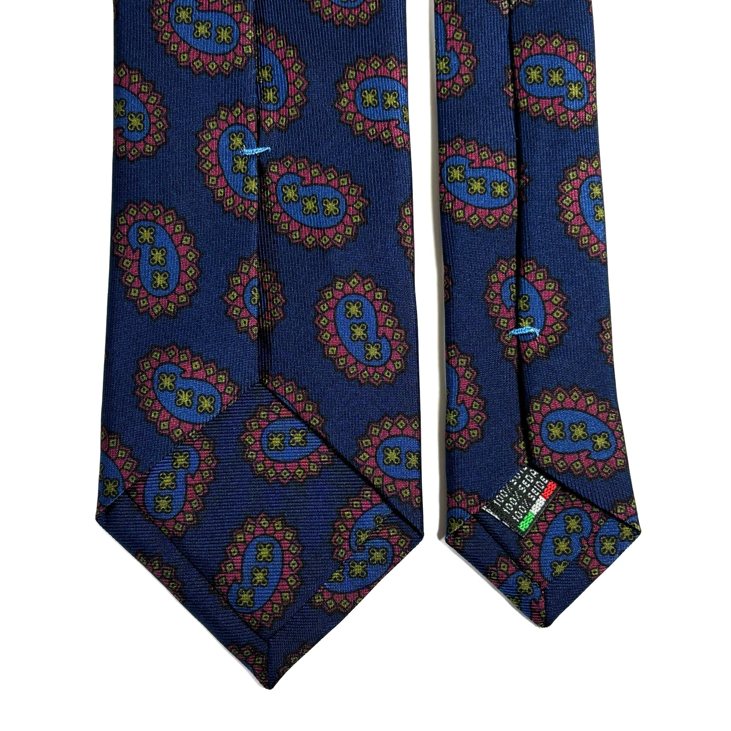 Navy Blue Paisley Printed 36oz Silk Twill Tie
