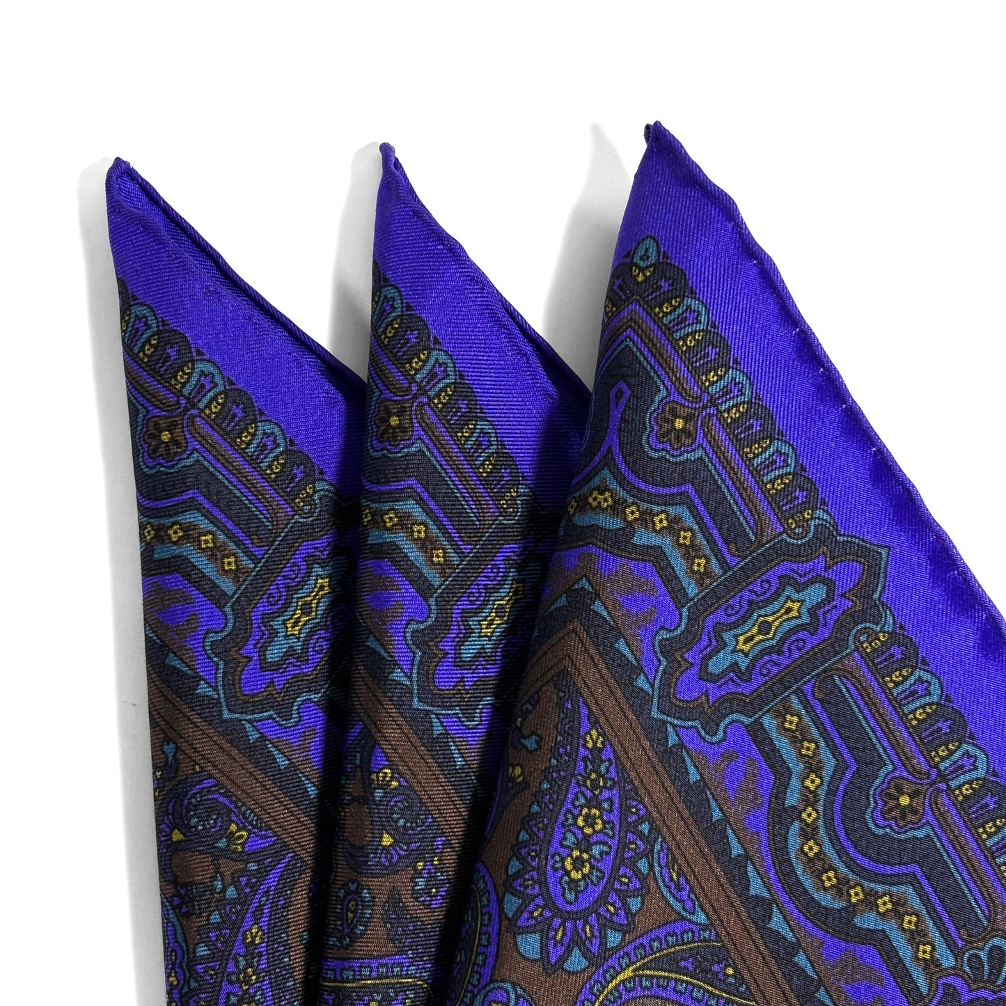 Brown & Purple Paisley Ancient Madder Silk Pocket Square