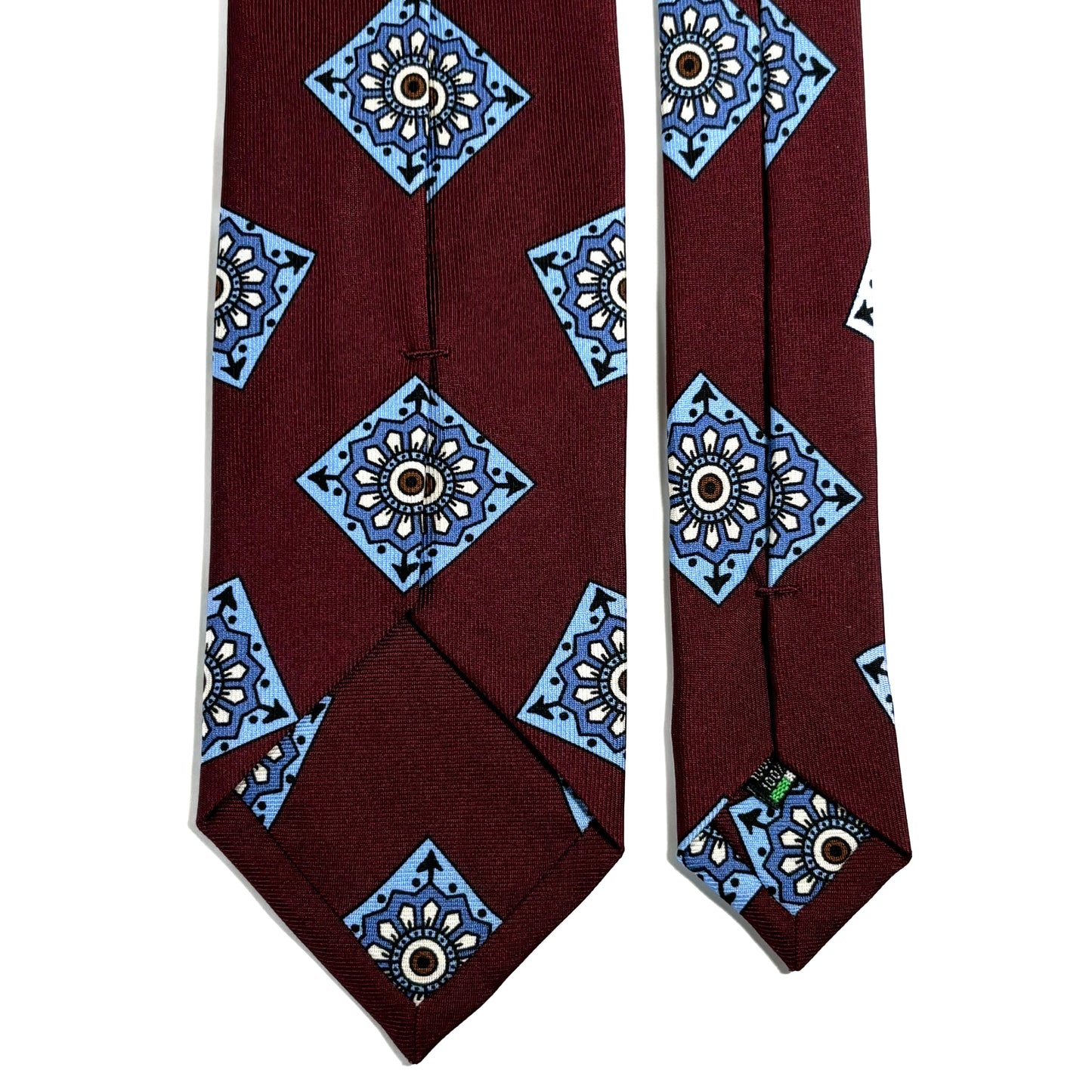 Burgundy Large Square Printed 36oz Silk Twill Tie