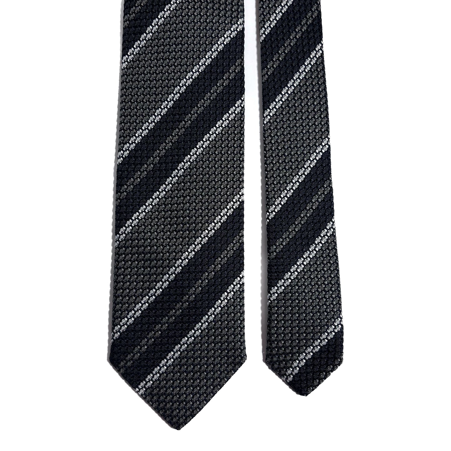 Gray Striped Silk Grenadine Tie (Garza Grossa)