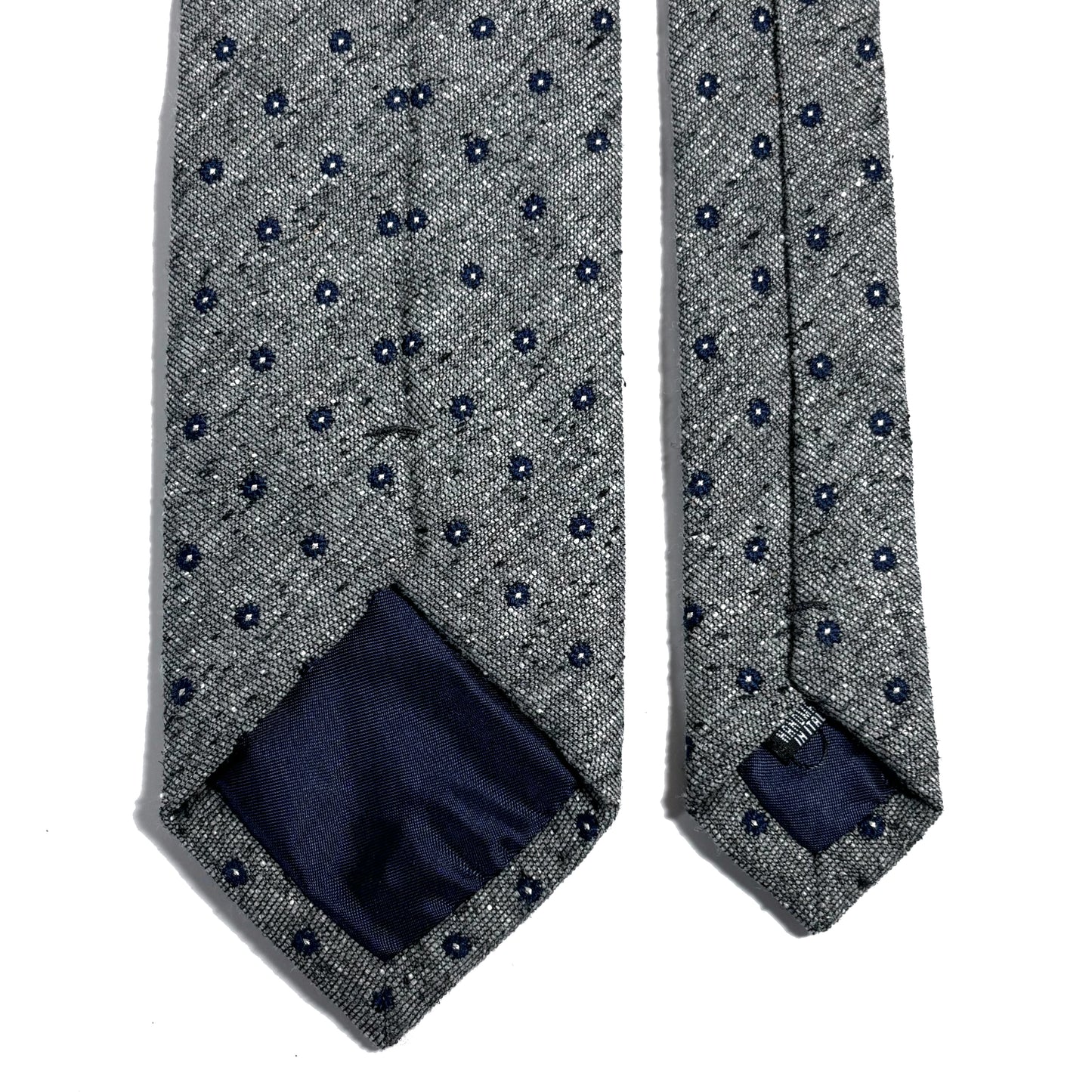 Gray Floral Wool/Silk Tie Handmade in Italy