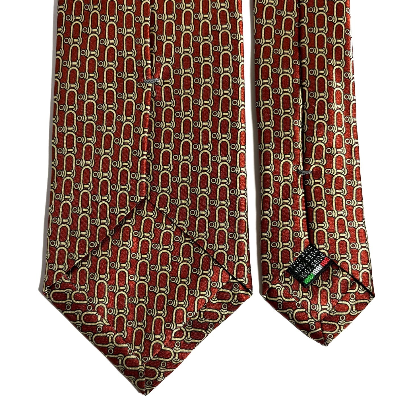Rust Orange Bridle Motif Silk Satin Tie