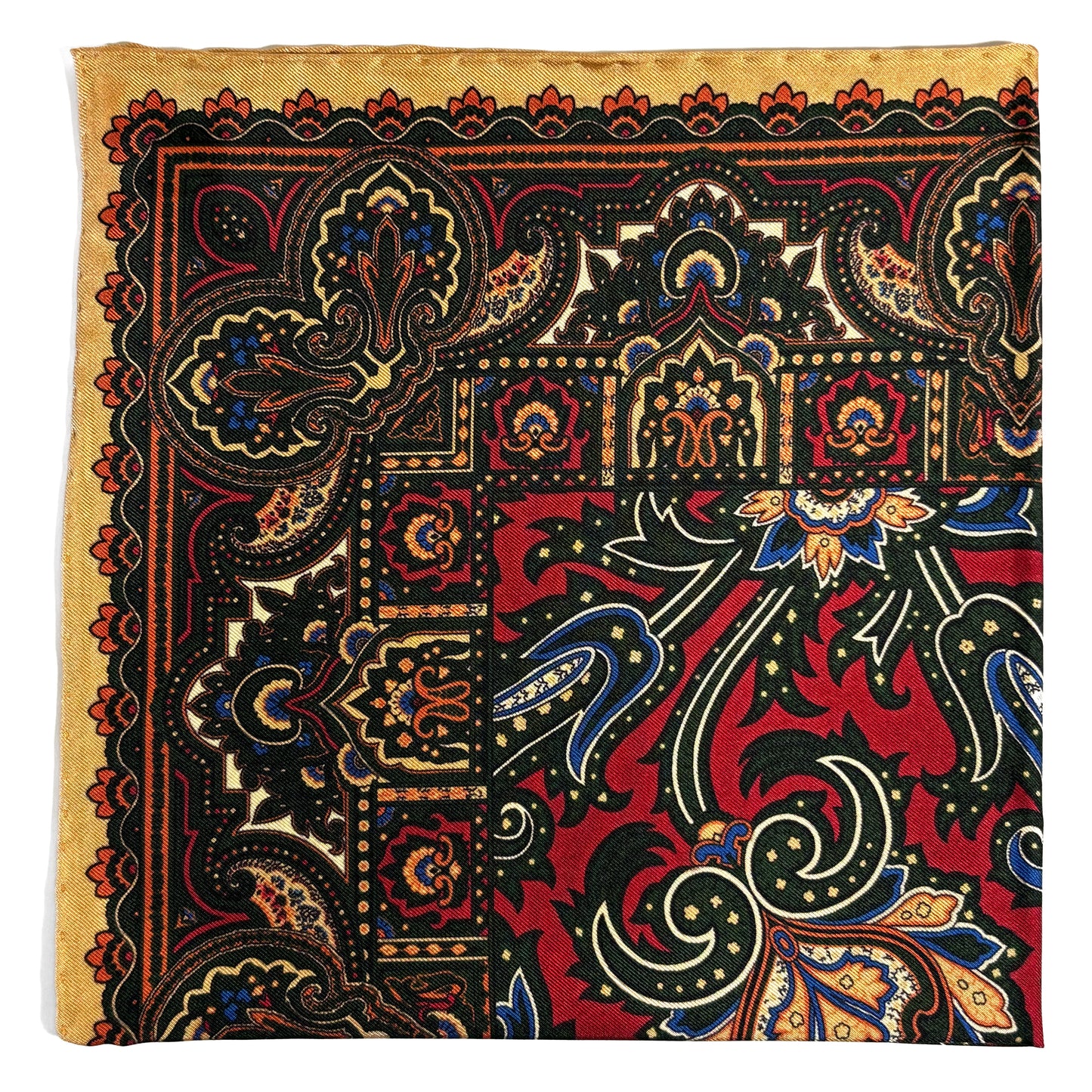 Red & Cream Floral Motif Ancient Madder Silk Pocket Square