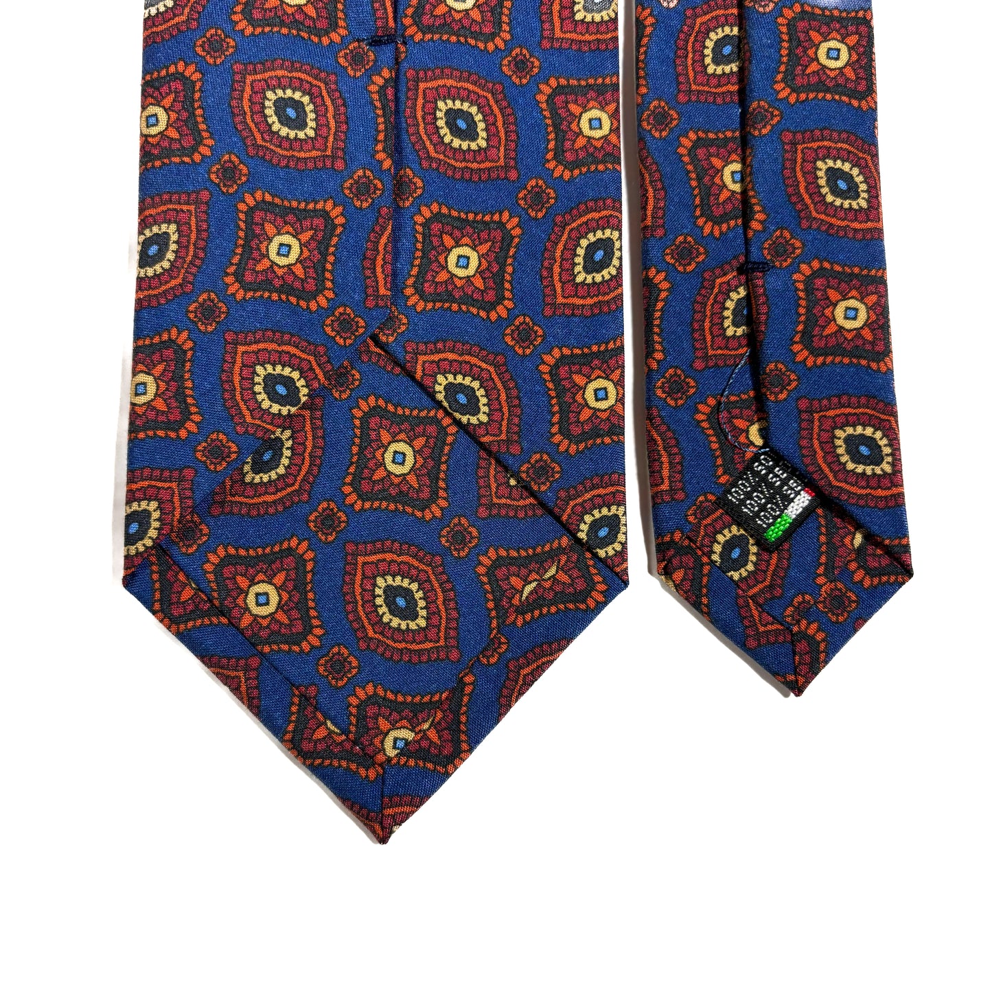 Navy Blue Geometric Italian Madder Silk Tie