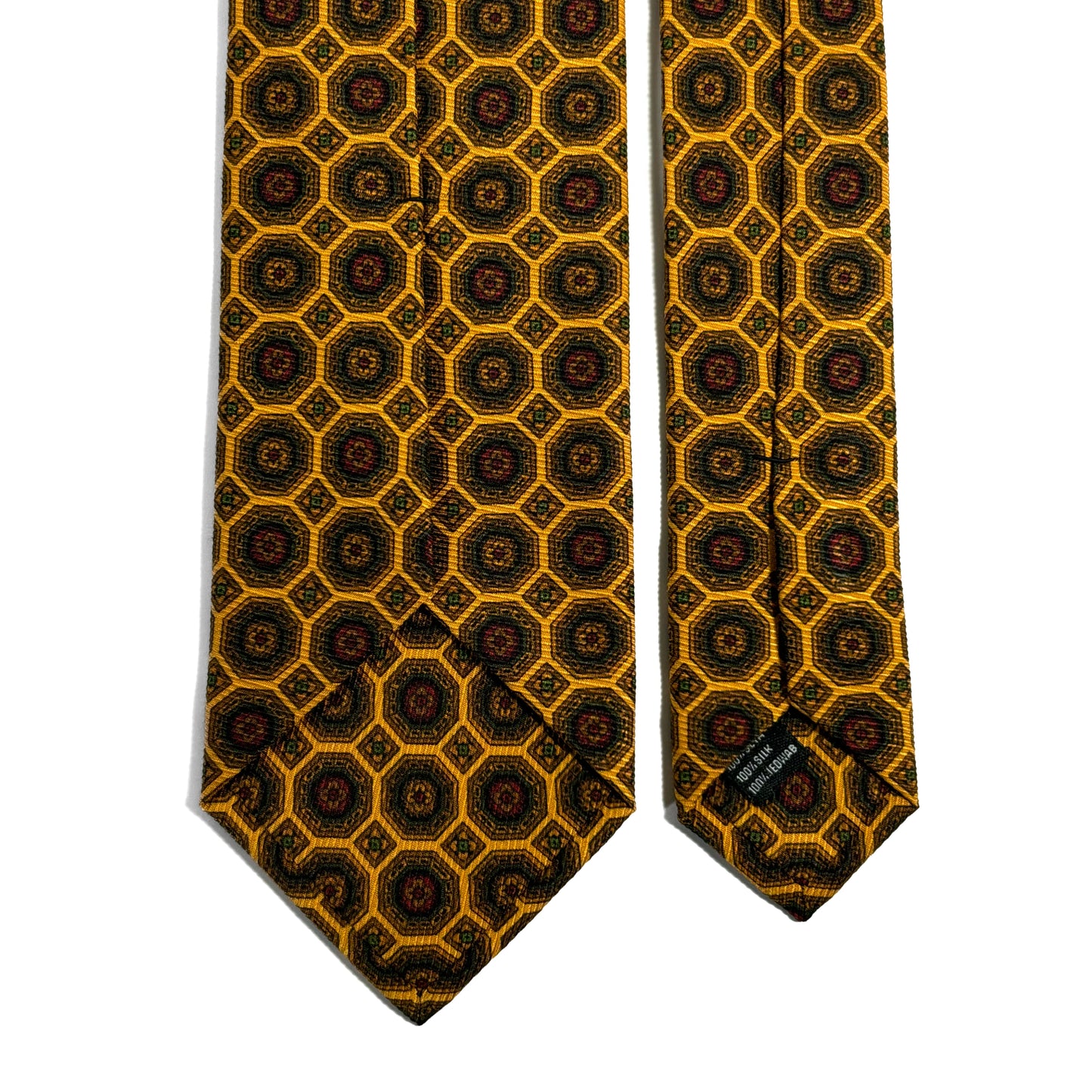 Mustard Yellow Geometric Italian Madder Silk Tie