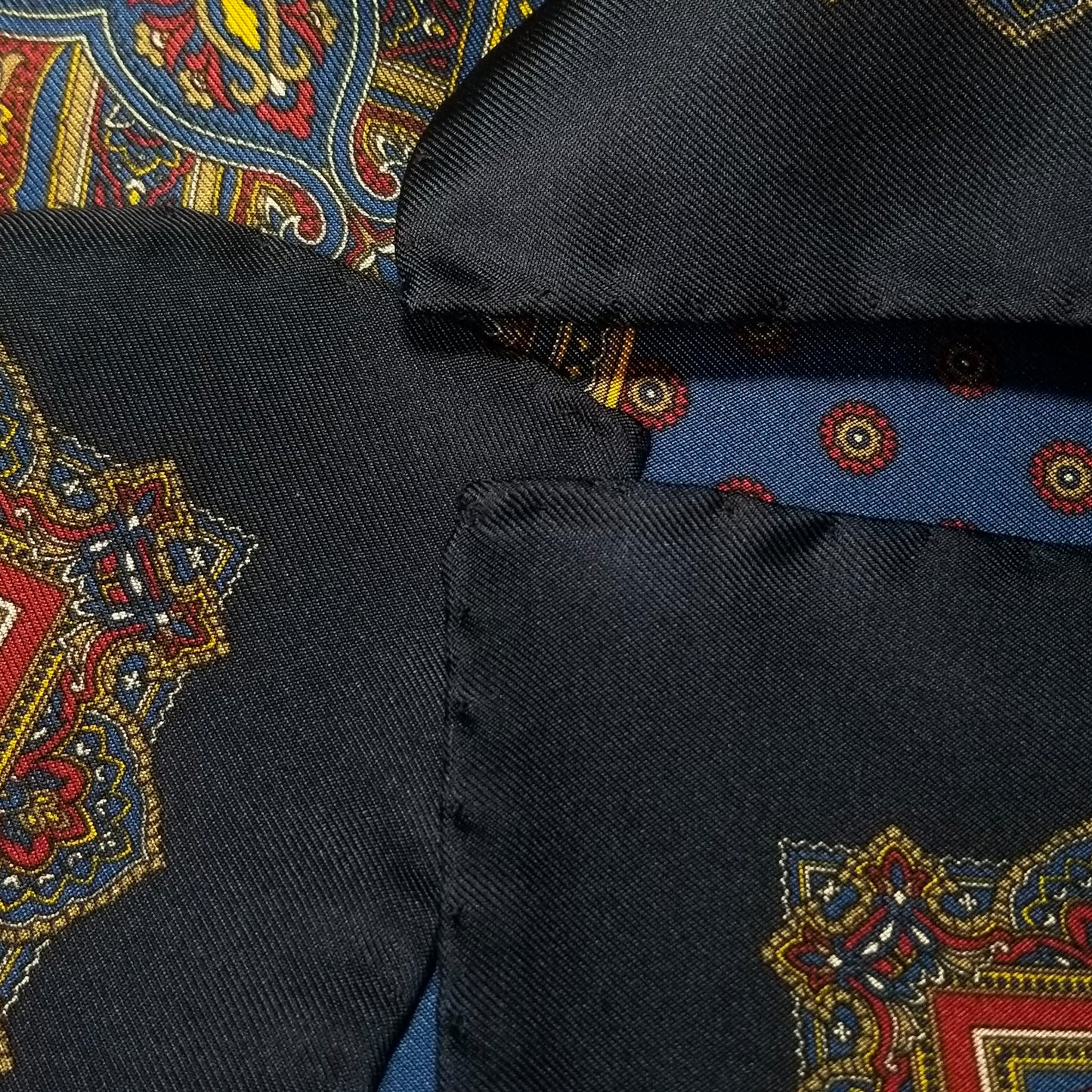 17" Blue Geometric Silk Twill Pocket Square