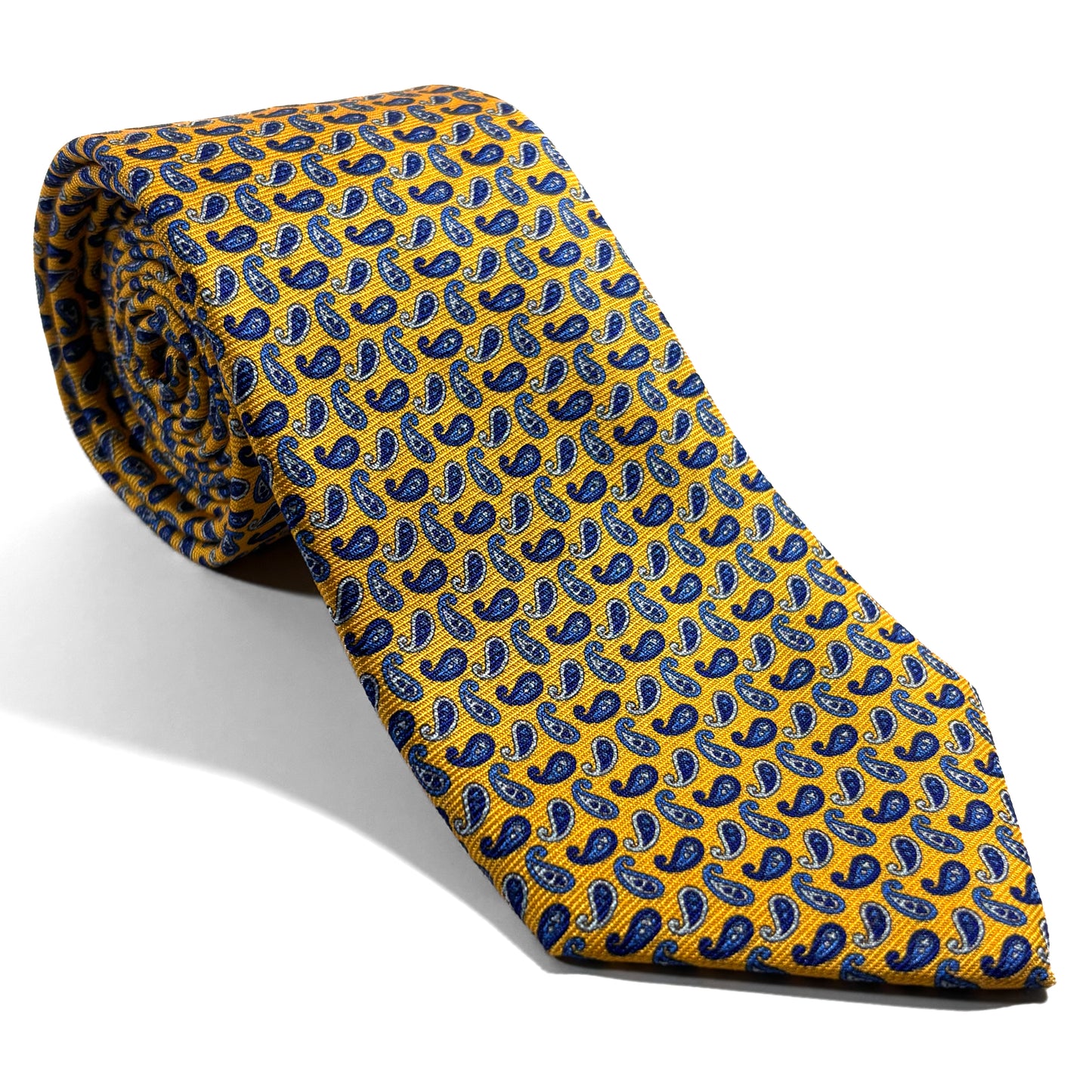 Yellow Small Paisley Silk Tie (Handmade in Italy)