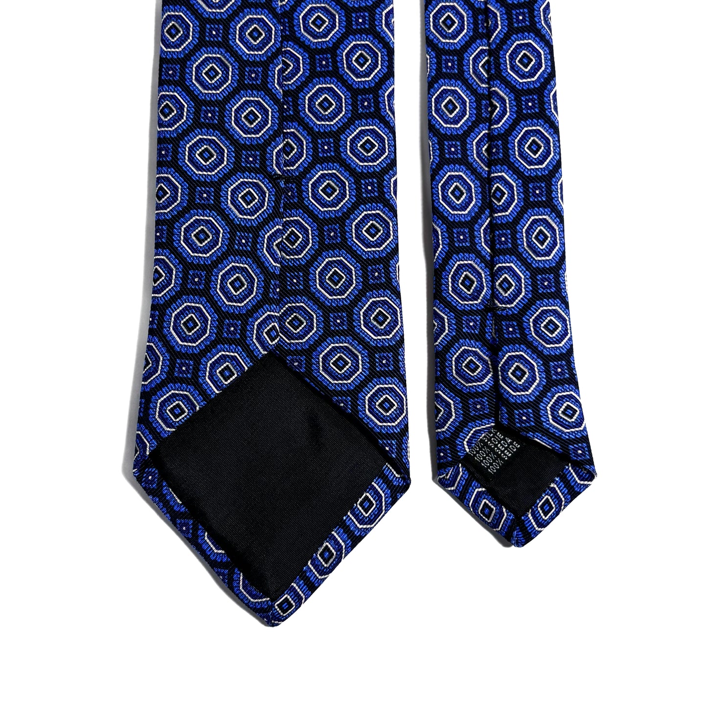 Black & Blue Floral Medallion Silk Tie (Handmade in Italy)