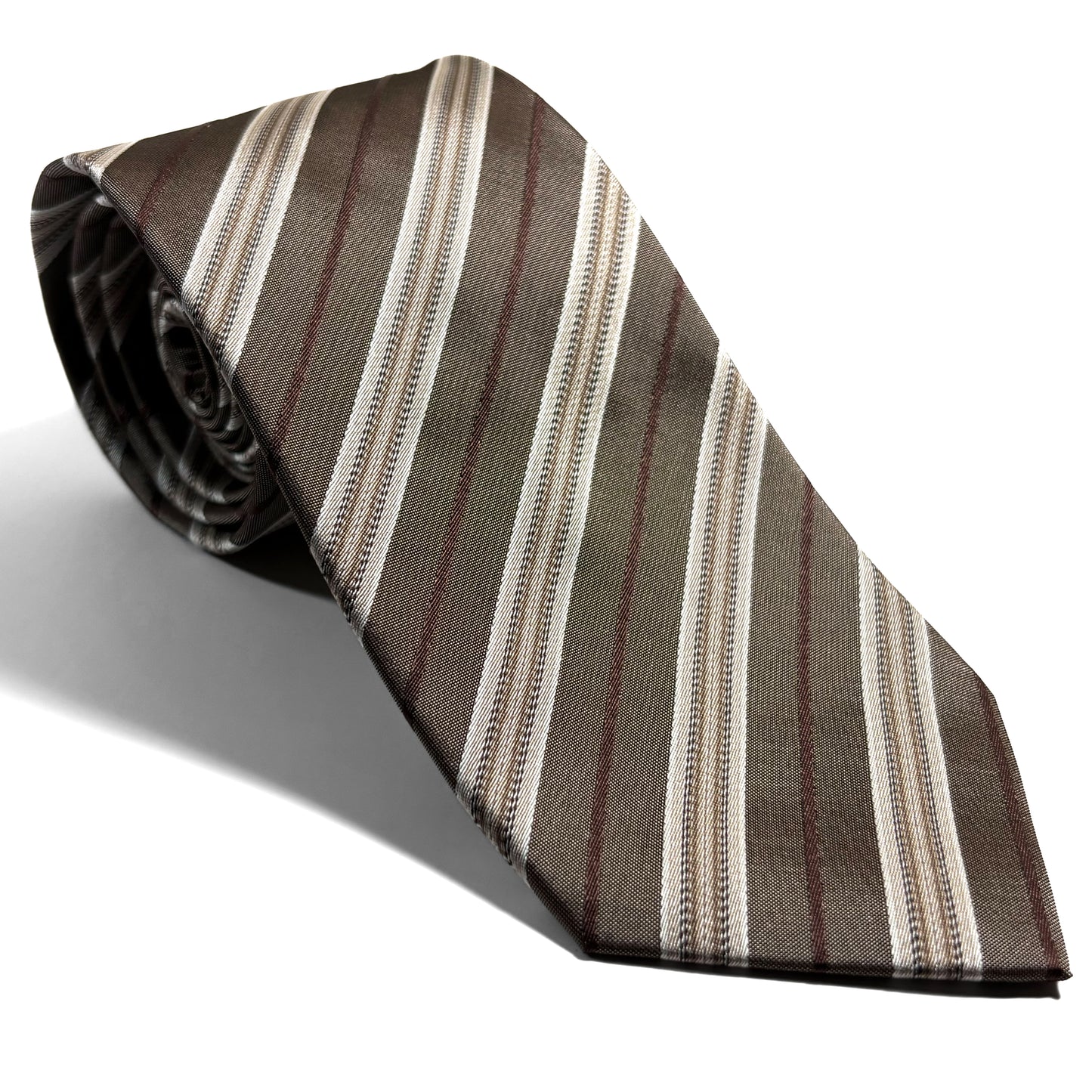 Brown Striped Silk Jacquard Tie