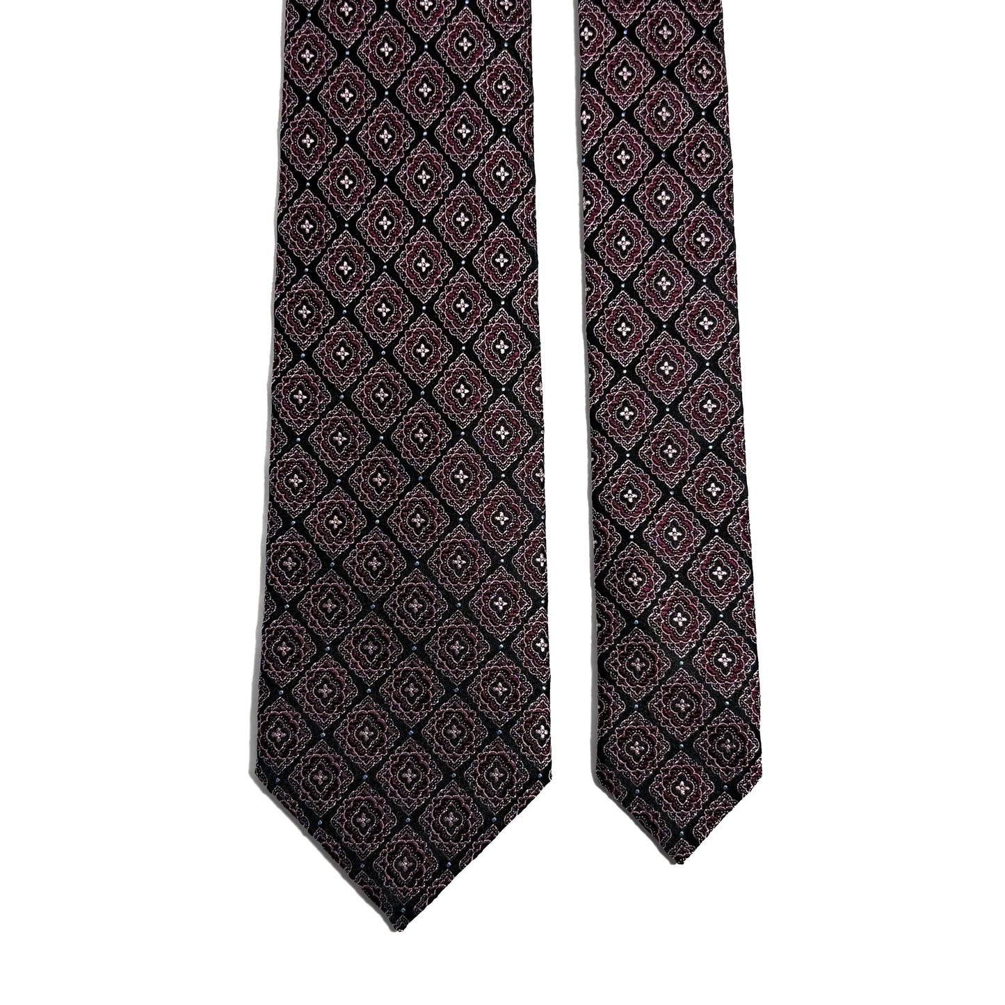Black & Wine Diamond Silk Jacquard Tie