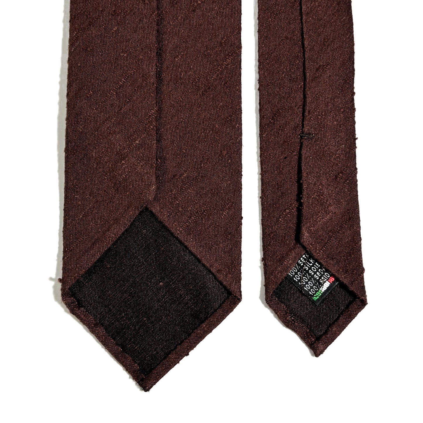 Untipped Brown Silk Shantung Tie