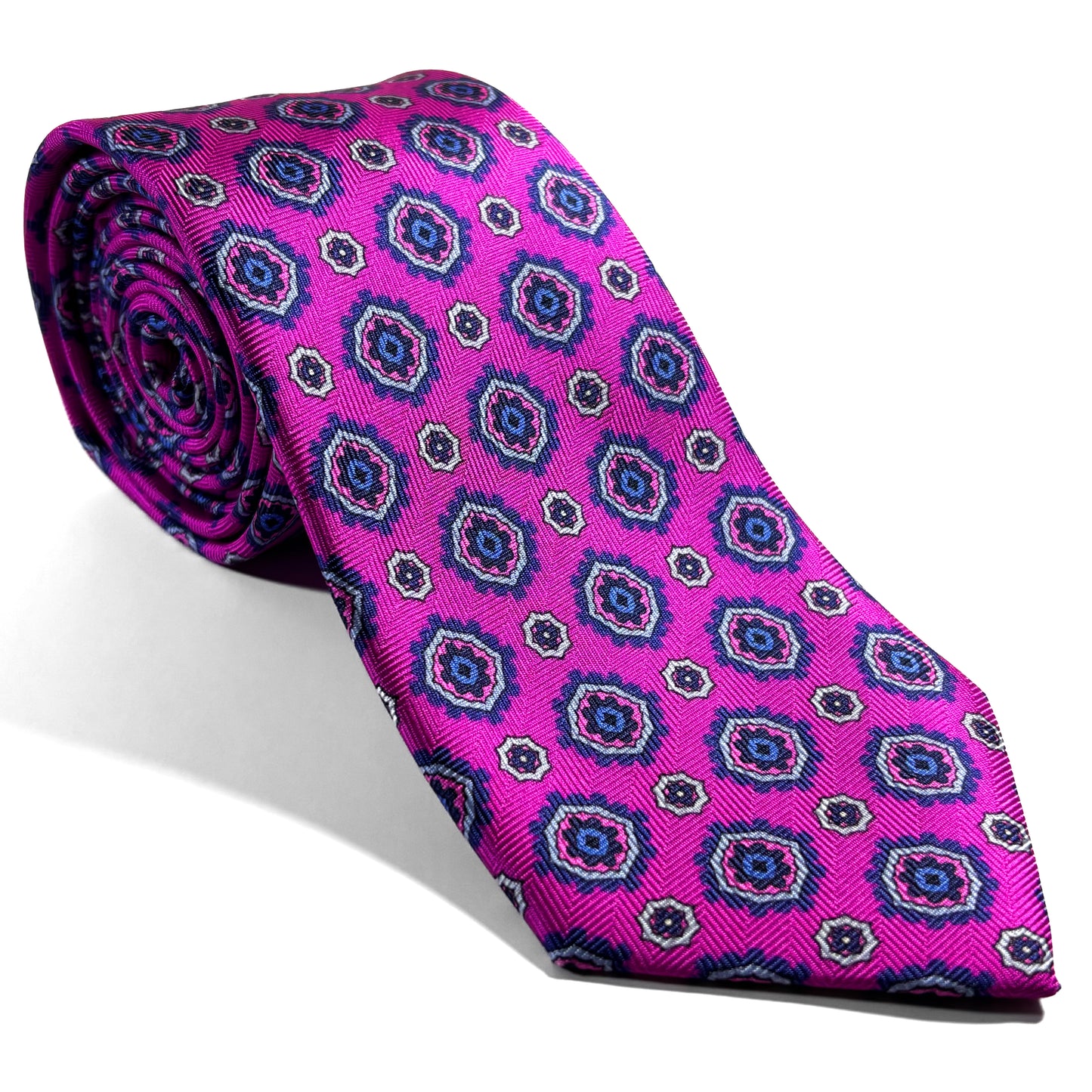 Fuchsia Pink Geometric Silk Tie (Handmade in Italy)