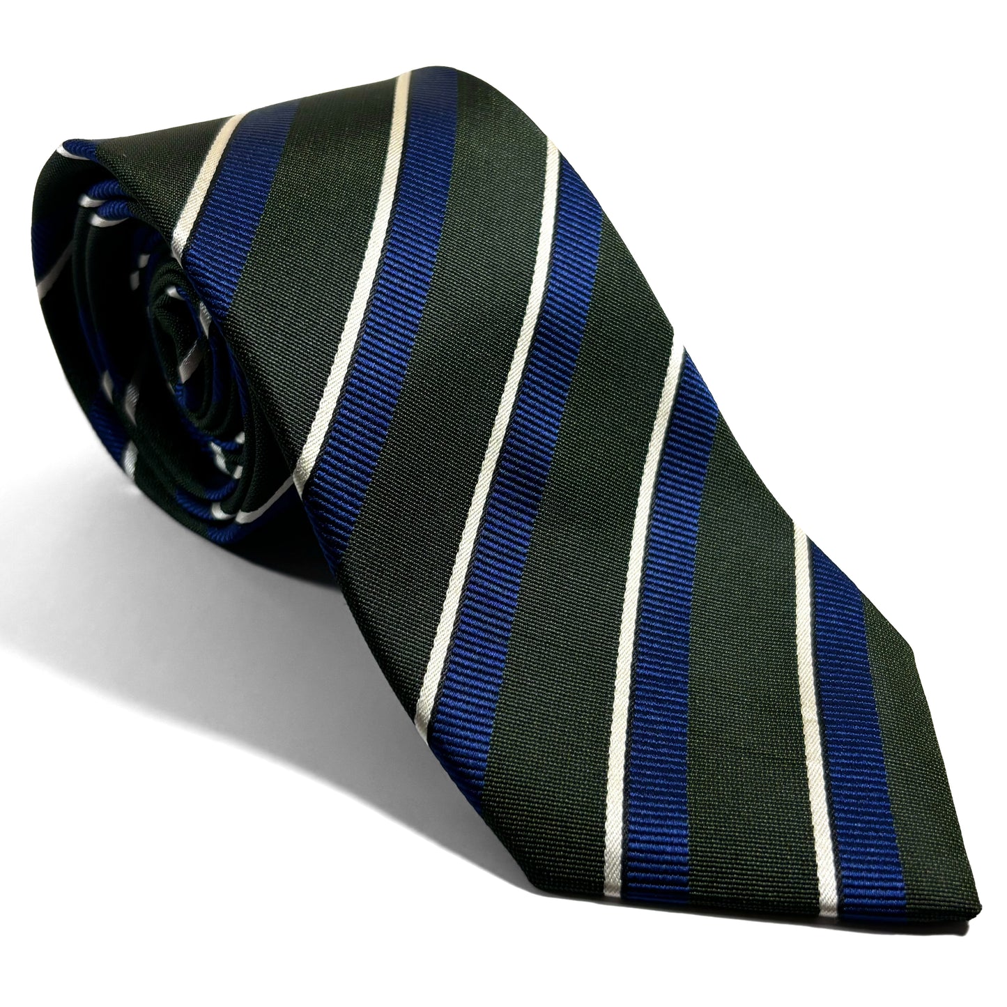 Green & Blue Striped Silk Jacquard Tie