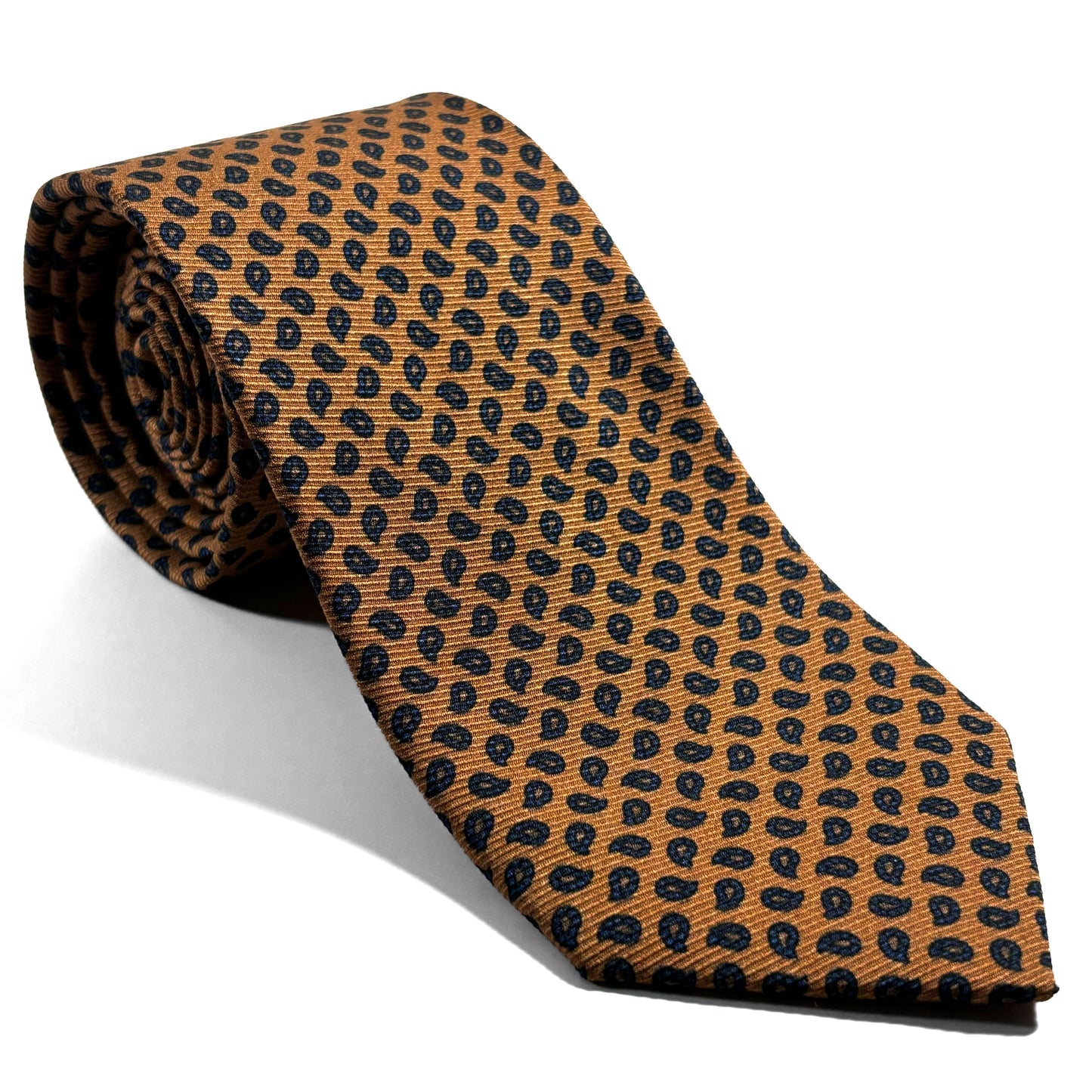 Honey-Orange Small Paisley Italian Madder Silk Tie