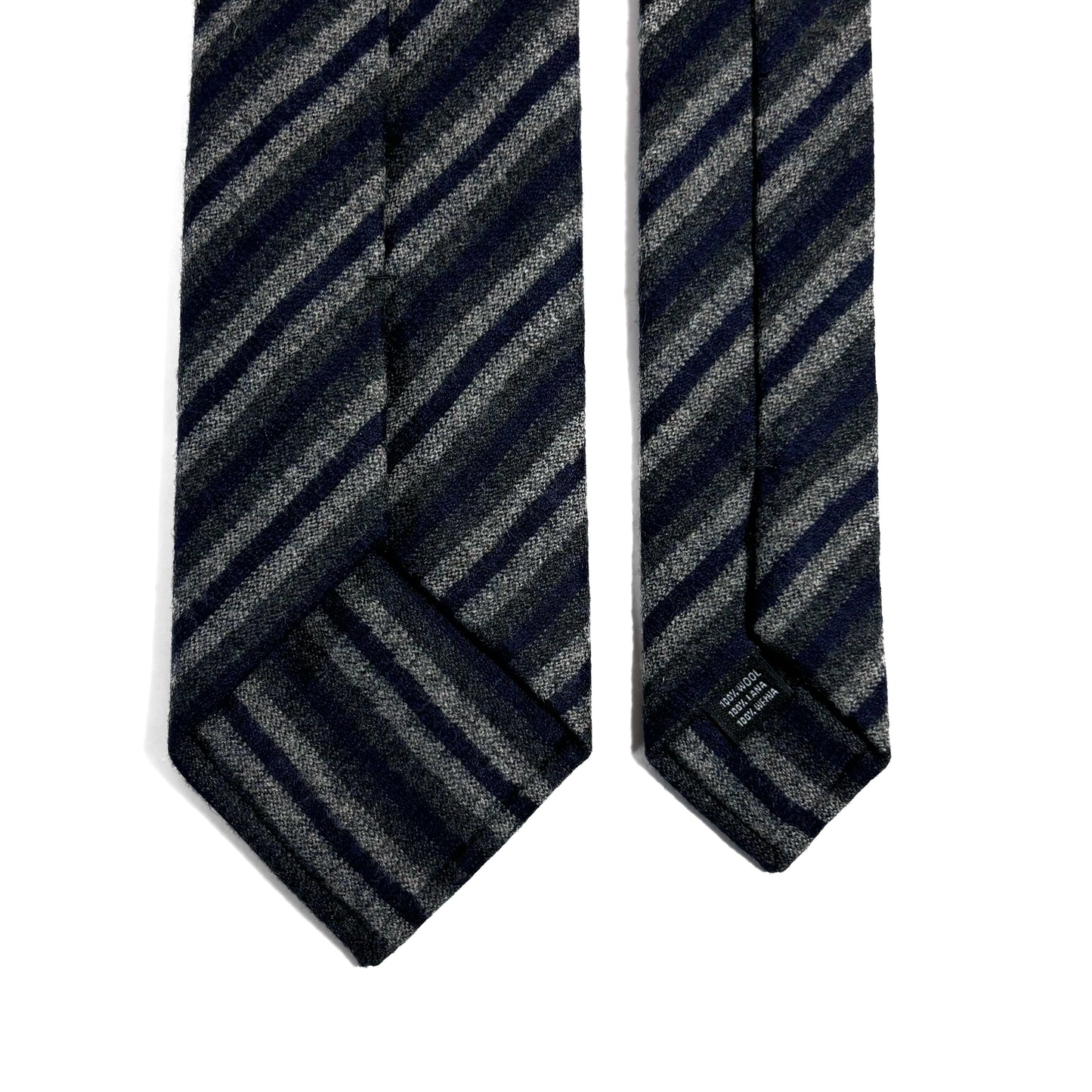 Gray & Navy Blue Striped Wool Challis Tie