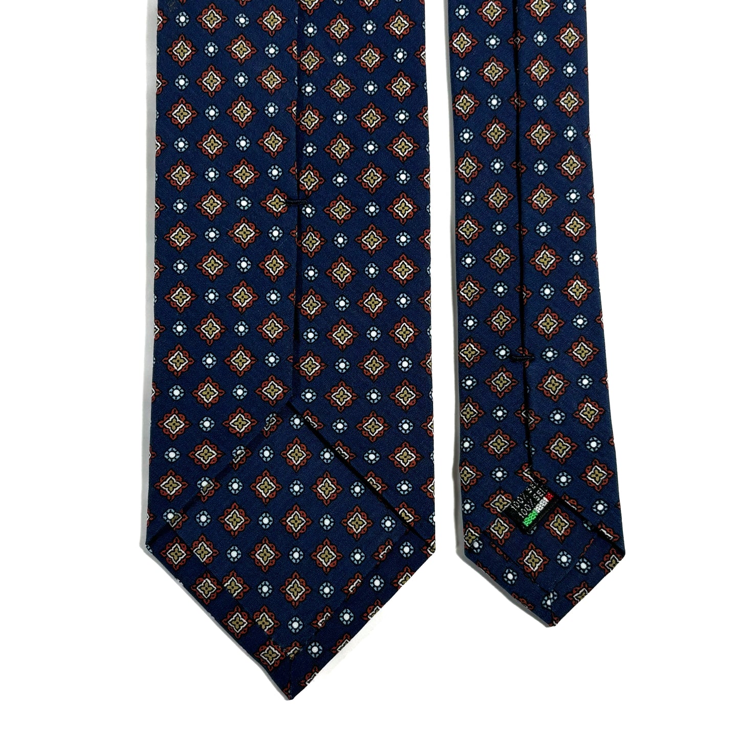 Navy Blue Geometric Ancient Madder Silk Tie
