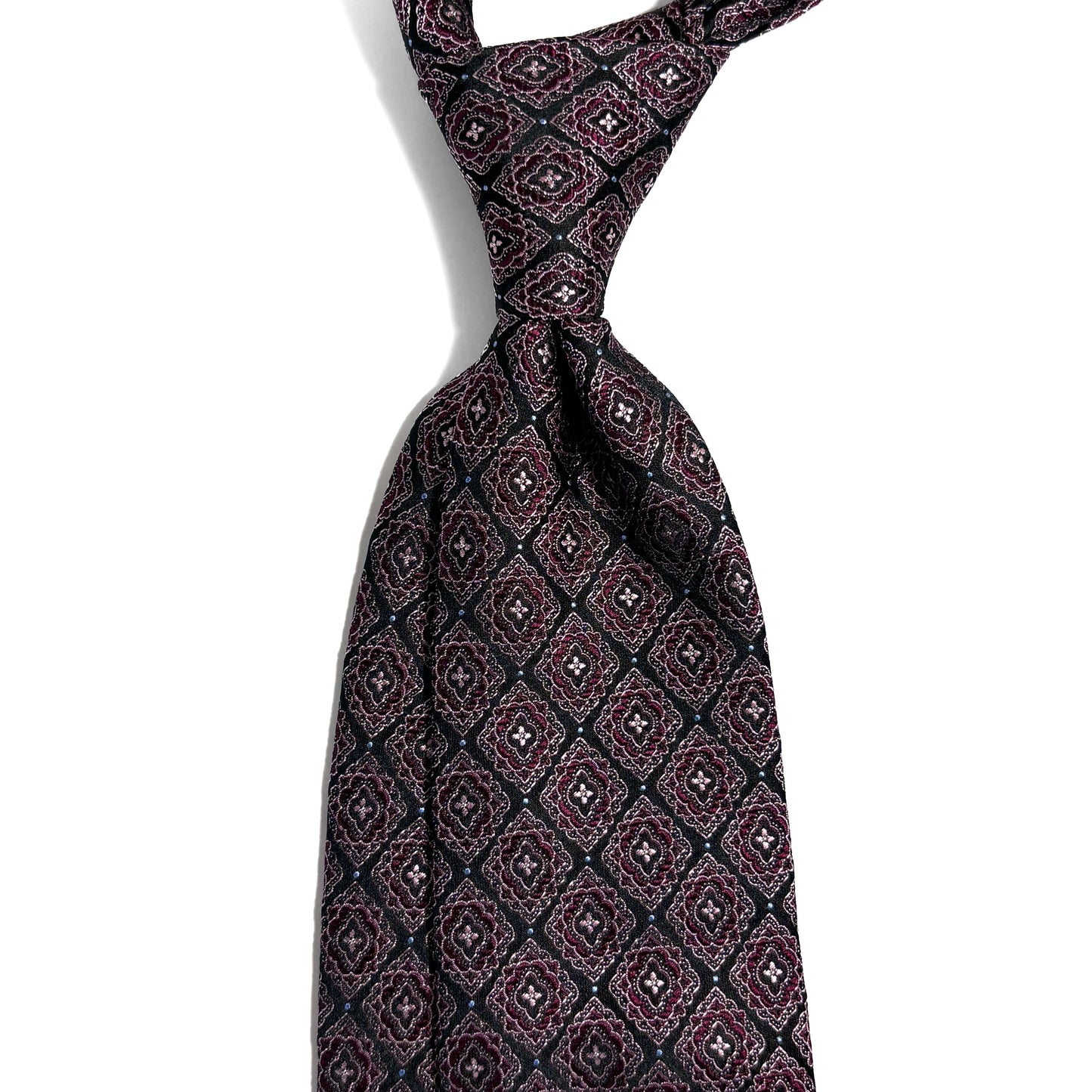 Black & Wine Diamond Silk Jacquard Tie
