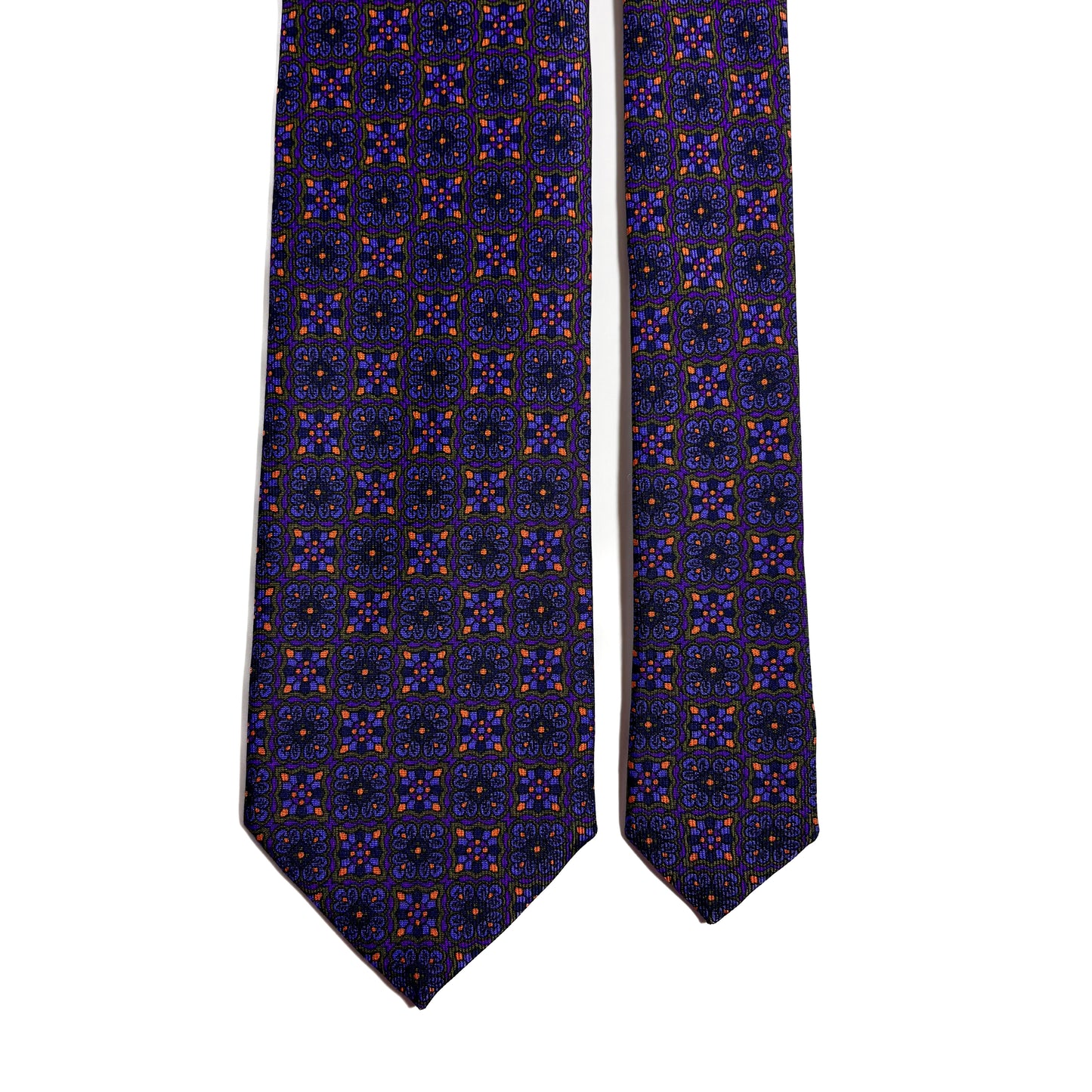 Hand-Printed Purple Geometric Ancient Madder Silk Tie