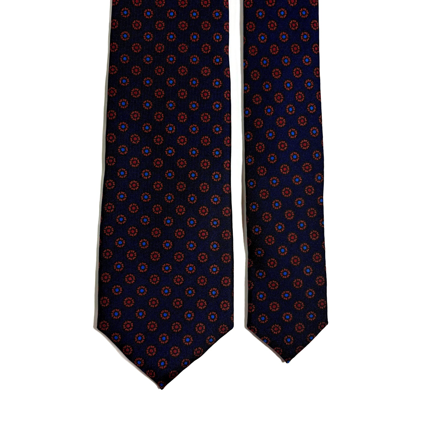 Slim Screen-Printed Navy Blue Floral Silk Tie