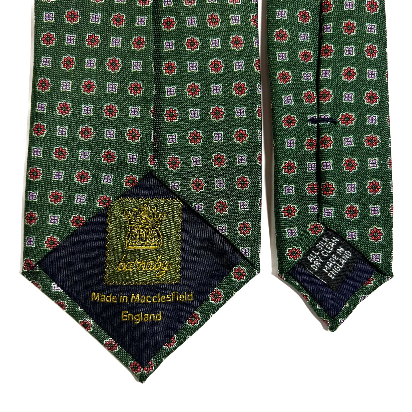 Green Geometric Floral Silk Hopsack Tie