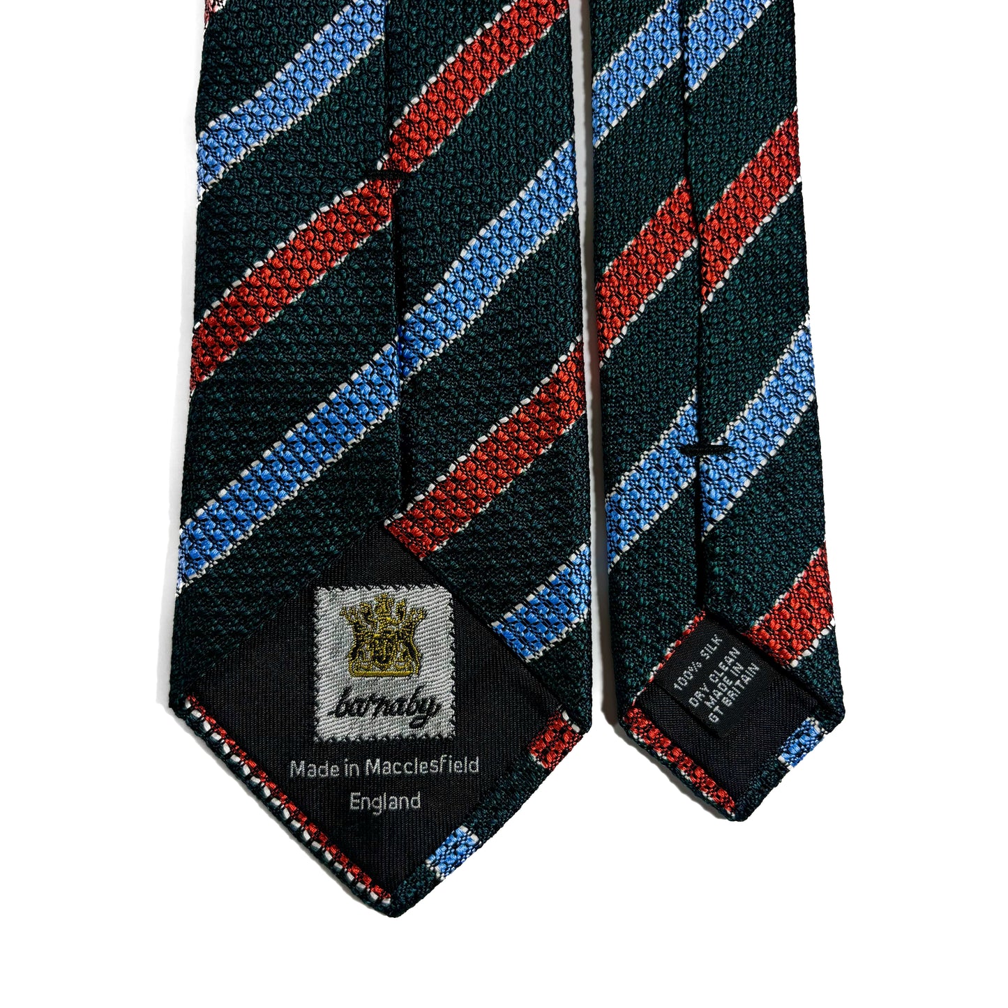 Bottle Green Striped Silk Grenadine Tie (English Weave)