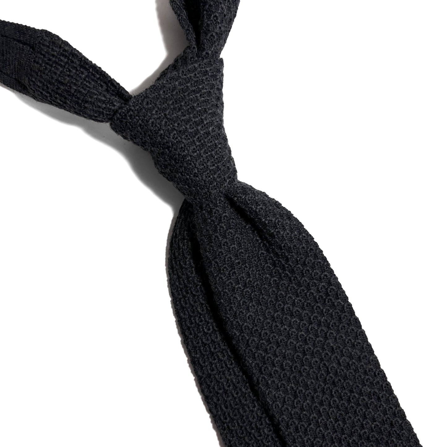 Large Knot Charcoal Gray Wool Knitted Tie