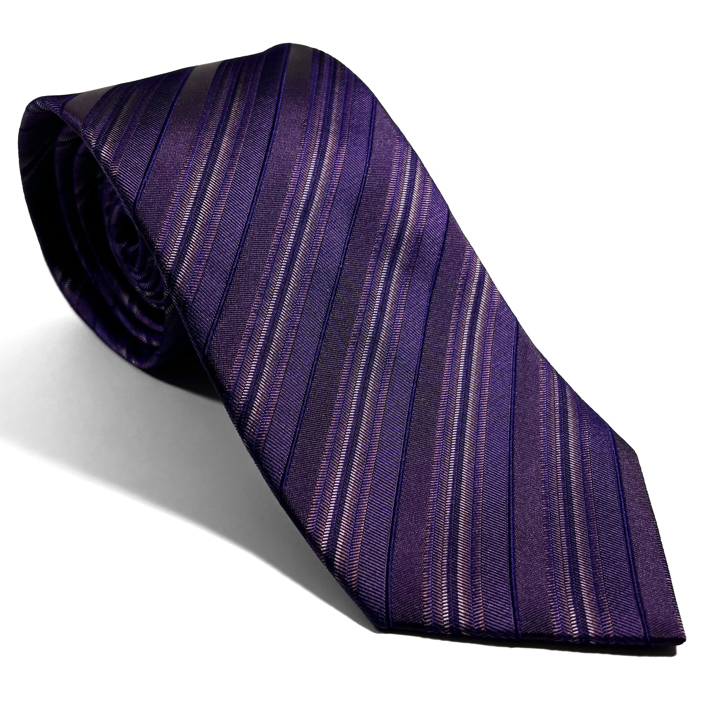 Purple Striped Silk Jacquard Tie