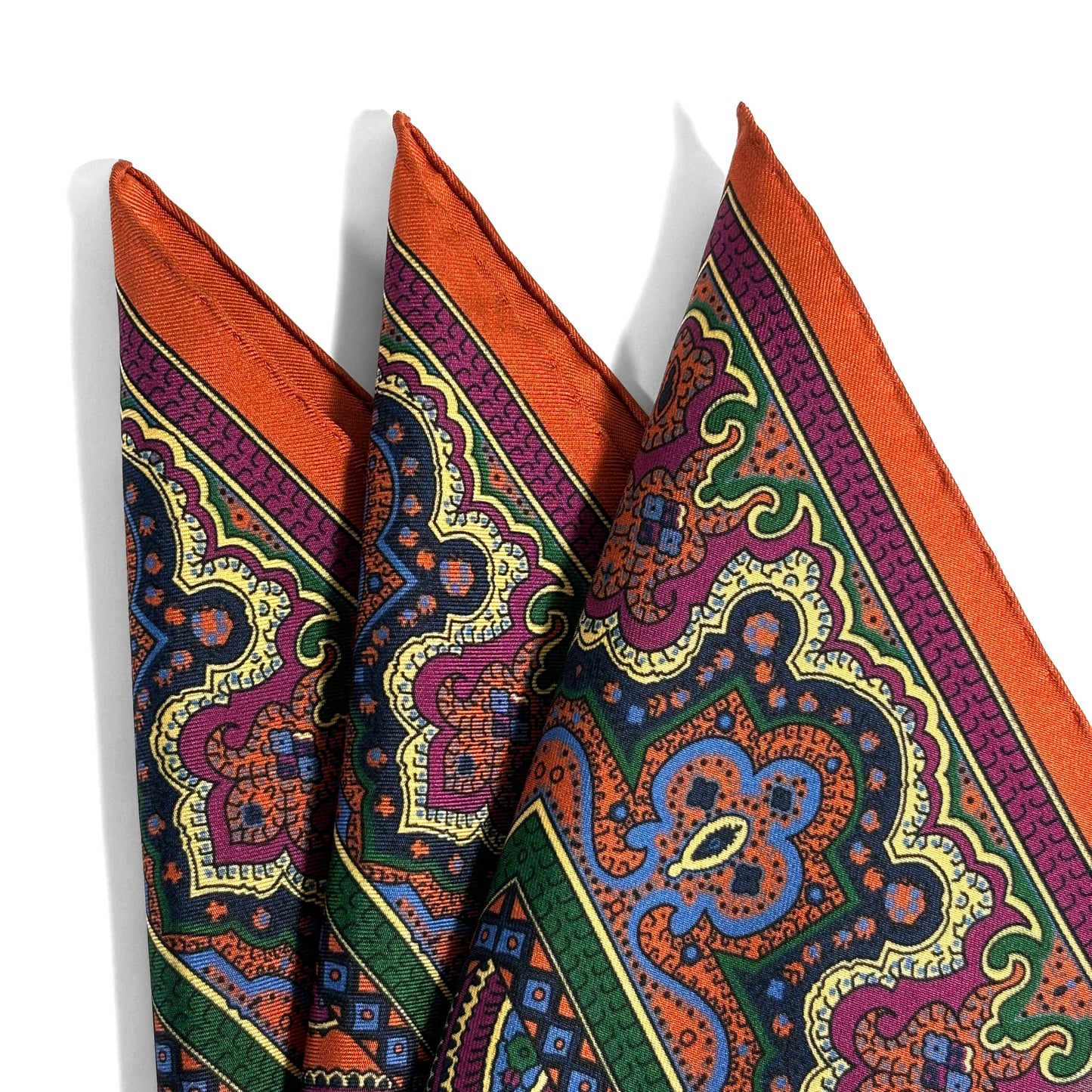 Orange Paisley Ancient Madder Silk Pocket Square