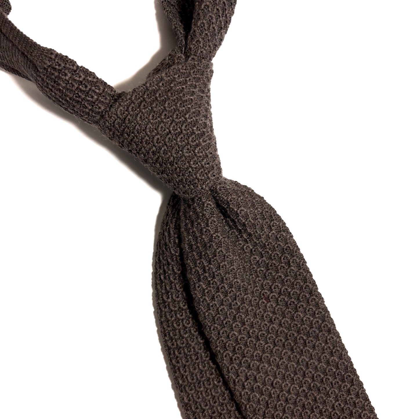 Large Knot Drab Brown Wool Knitted Tie
